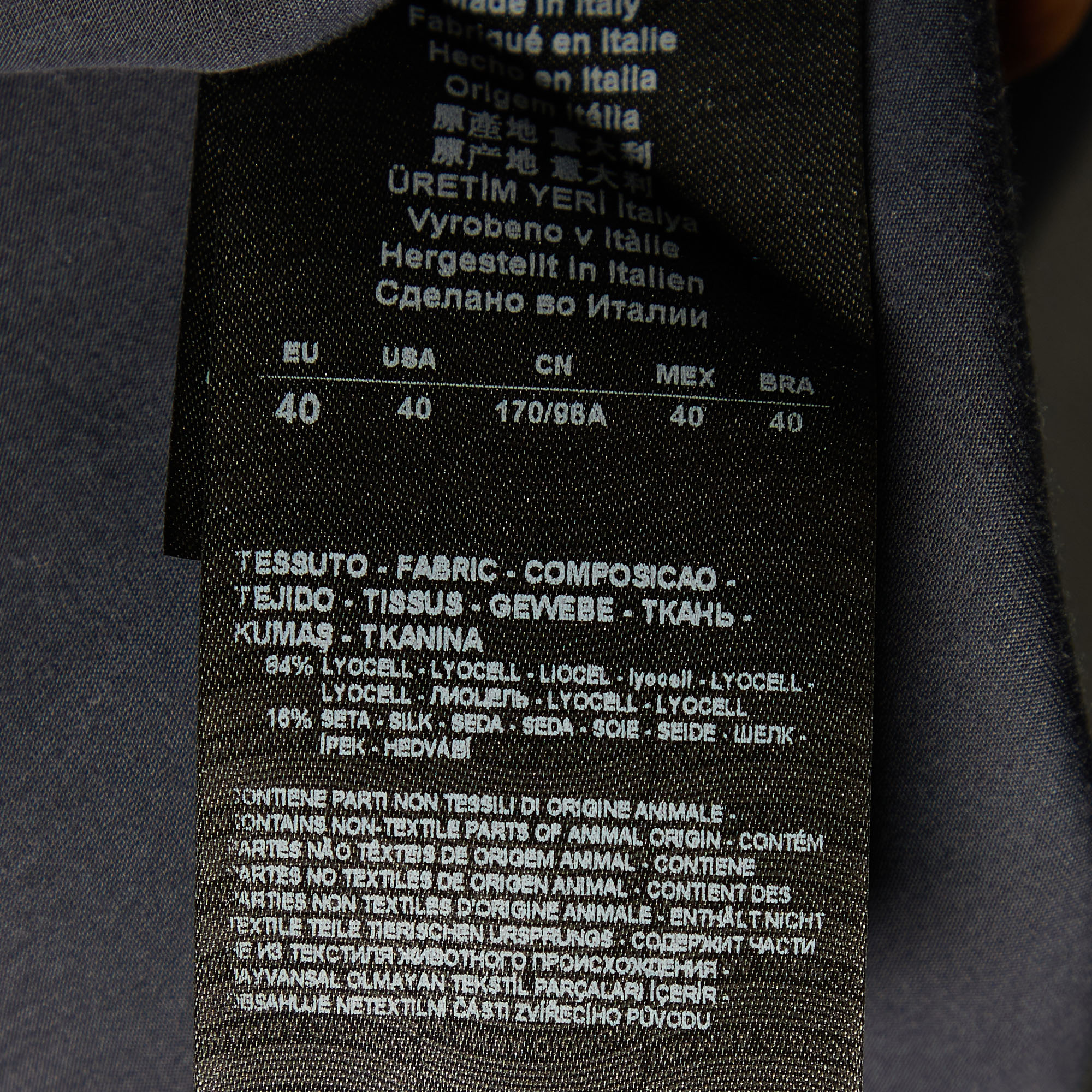Giorgio Armani Navy Blue Lyocell & Silk Button Front Shirt L