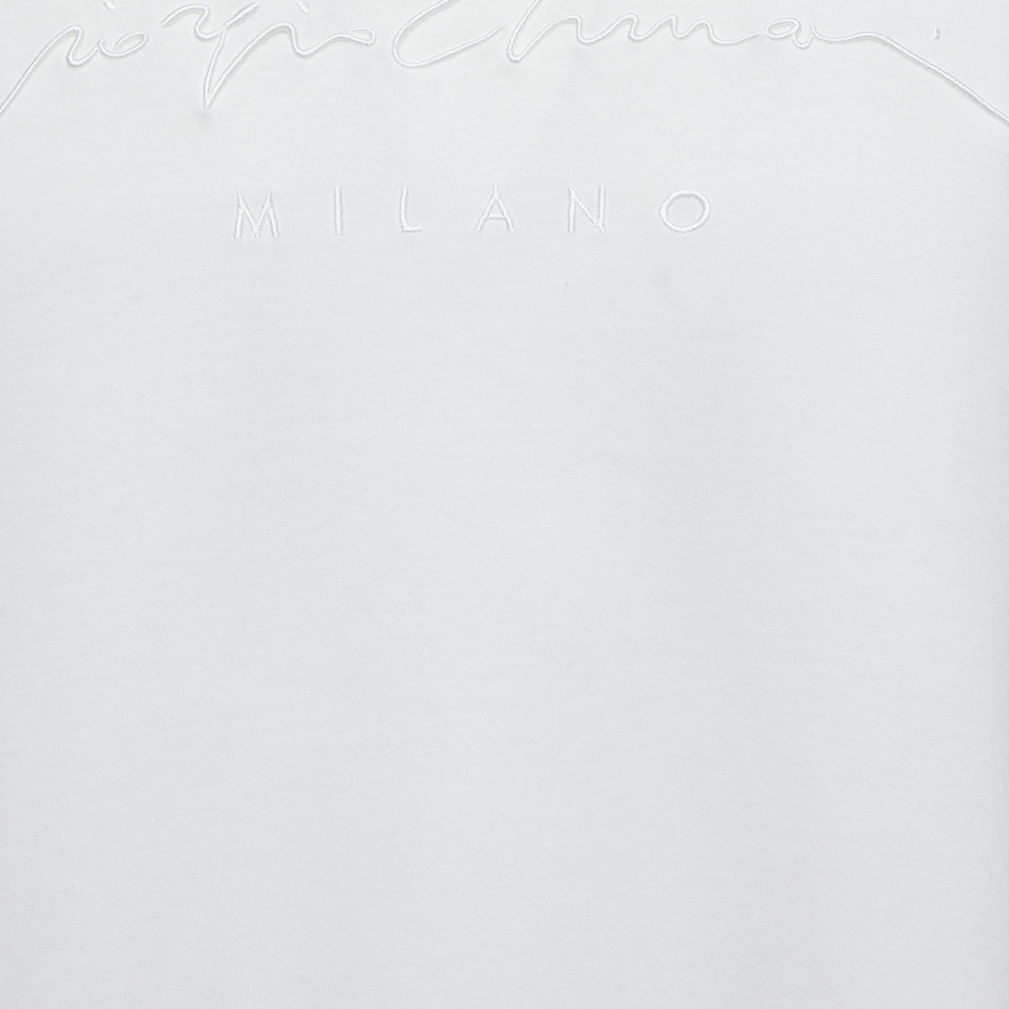 Giorgio Armani White Cotton Signature Logo Embroidered T-Shirt XL
