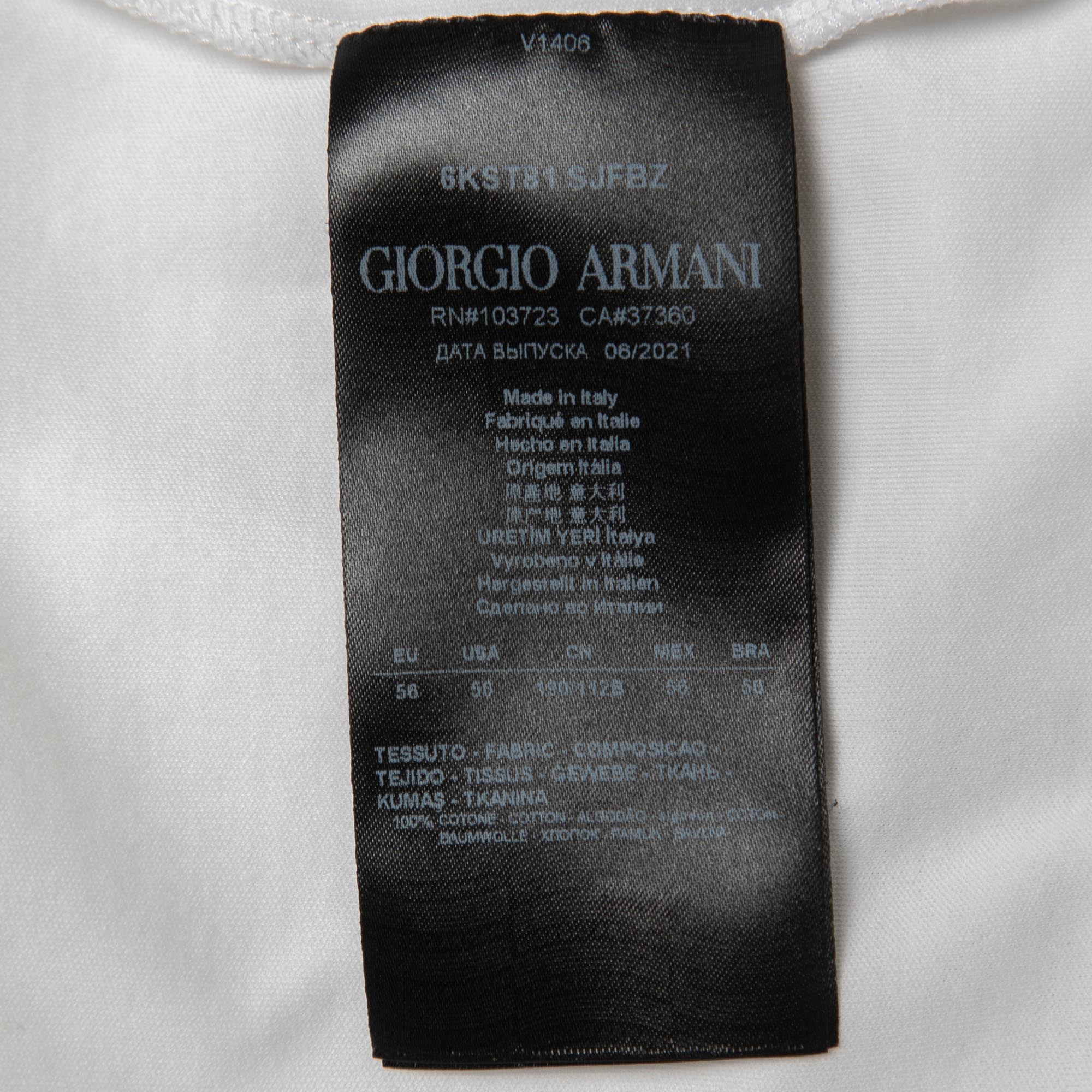 Giorgio Armani White Cotton Signature Logo Detail T-Shirt 3XL