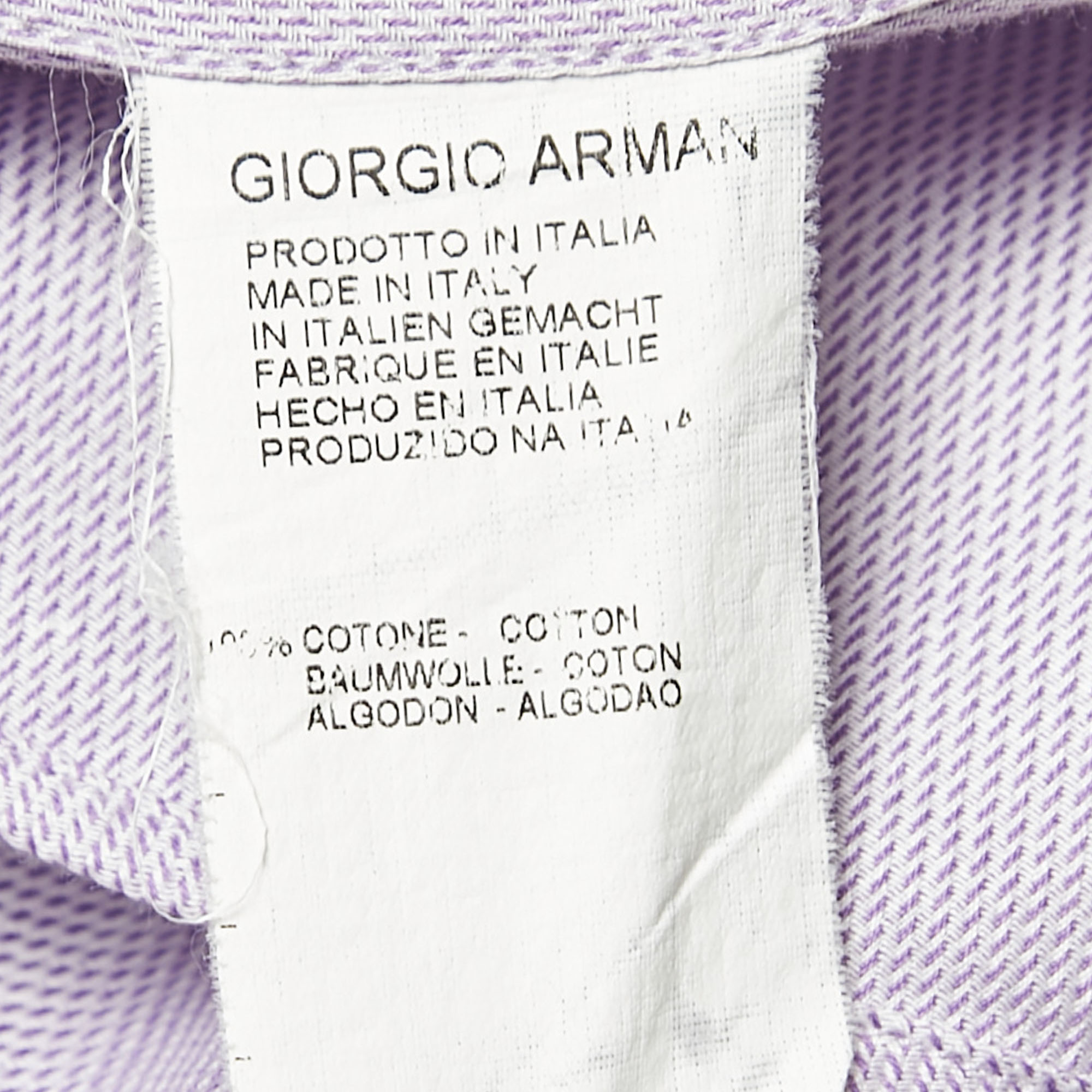 Giorgio Armani Purple Cotton Button Front Shirt M