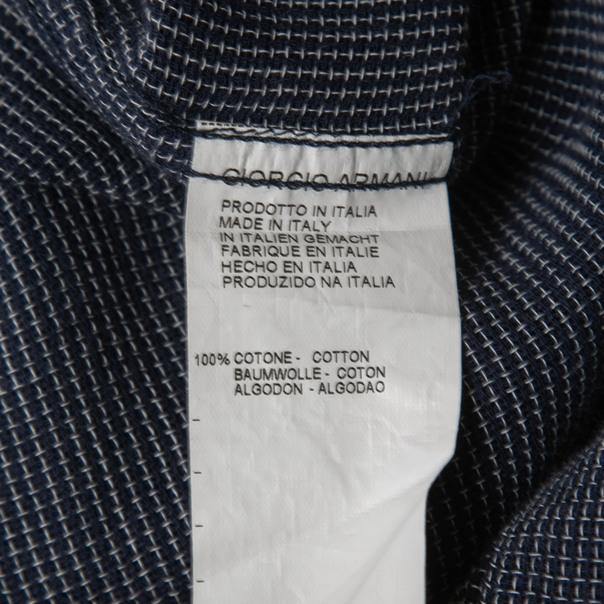 Giorgio Armani Navy Blue Cotton Half Sleeve Shirt L