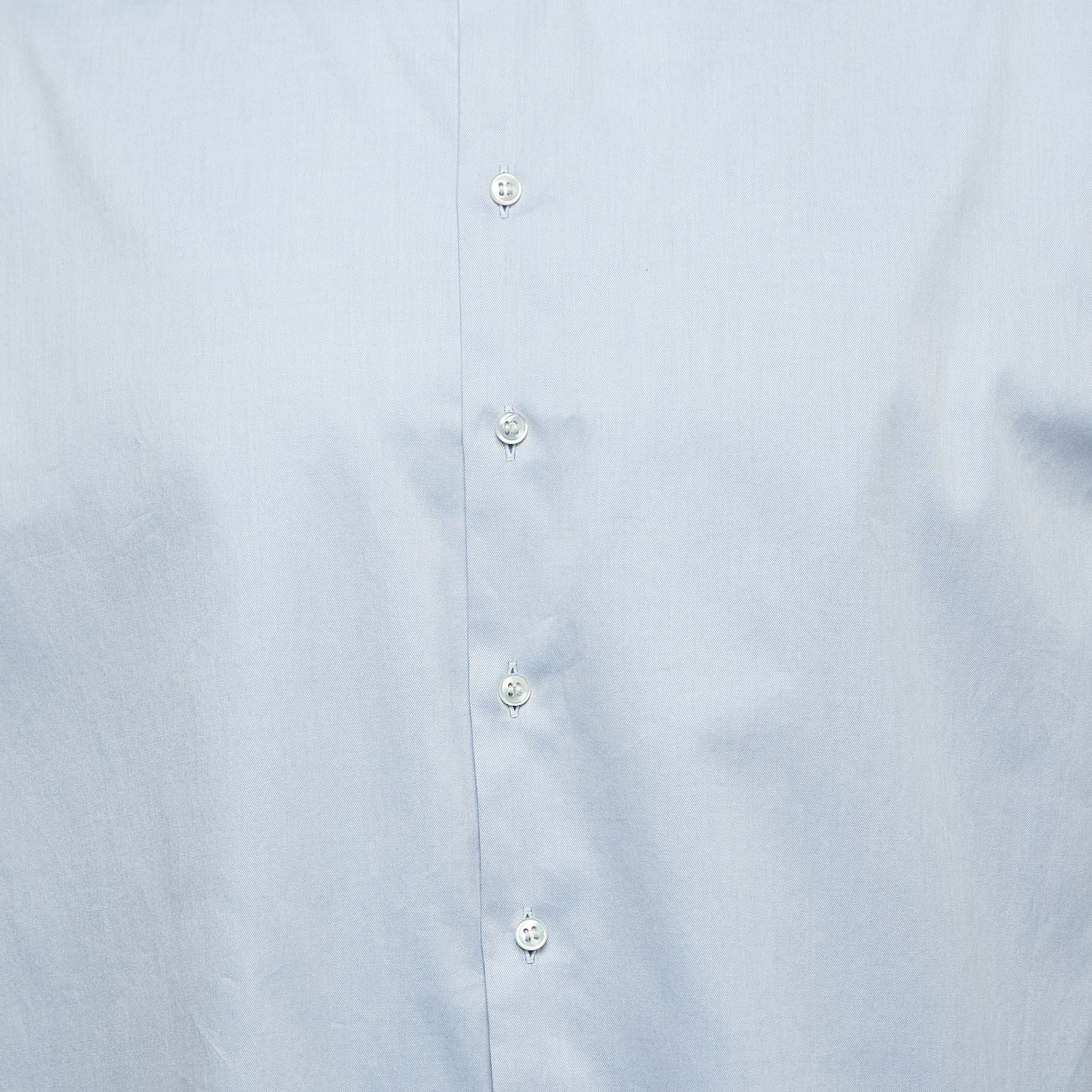 Giorgio Armani Blue Cotton Button Front Shirt 2XL