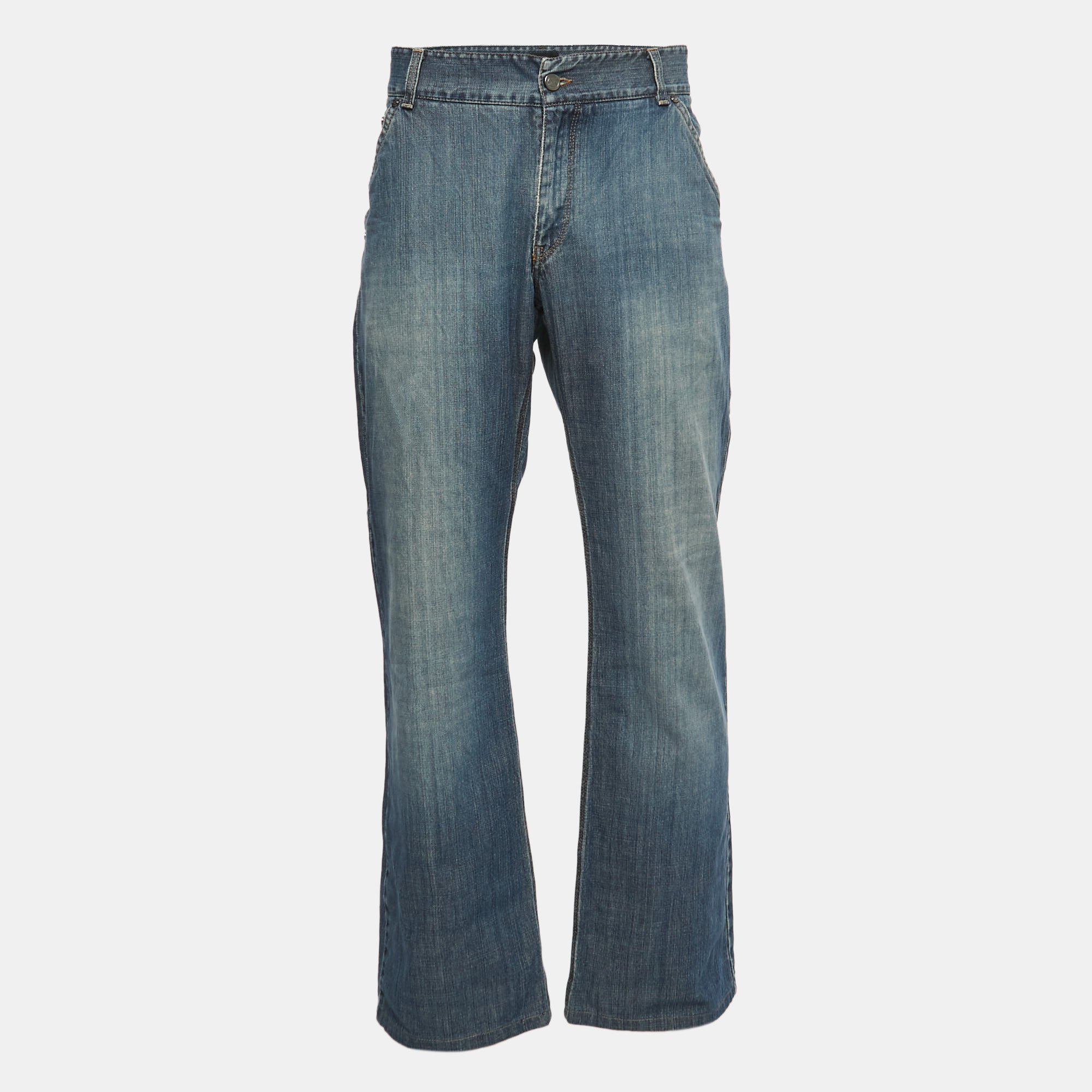 Giorgio armani blue washed denim straight fit jeans 3xl waist 38"