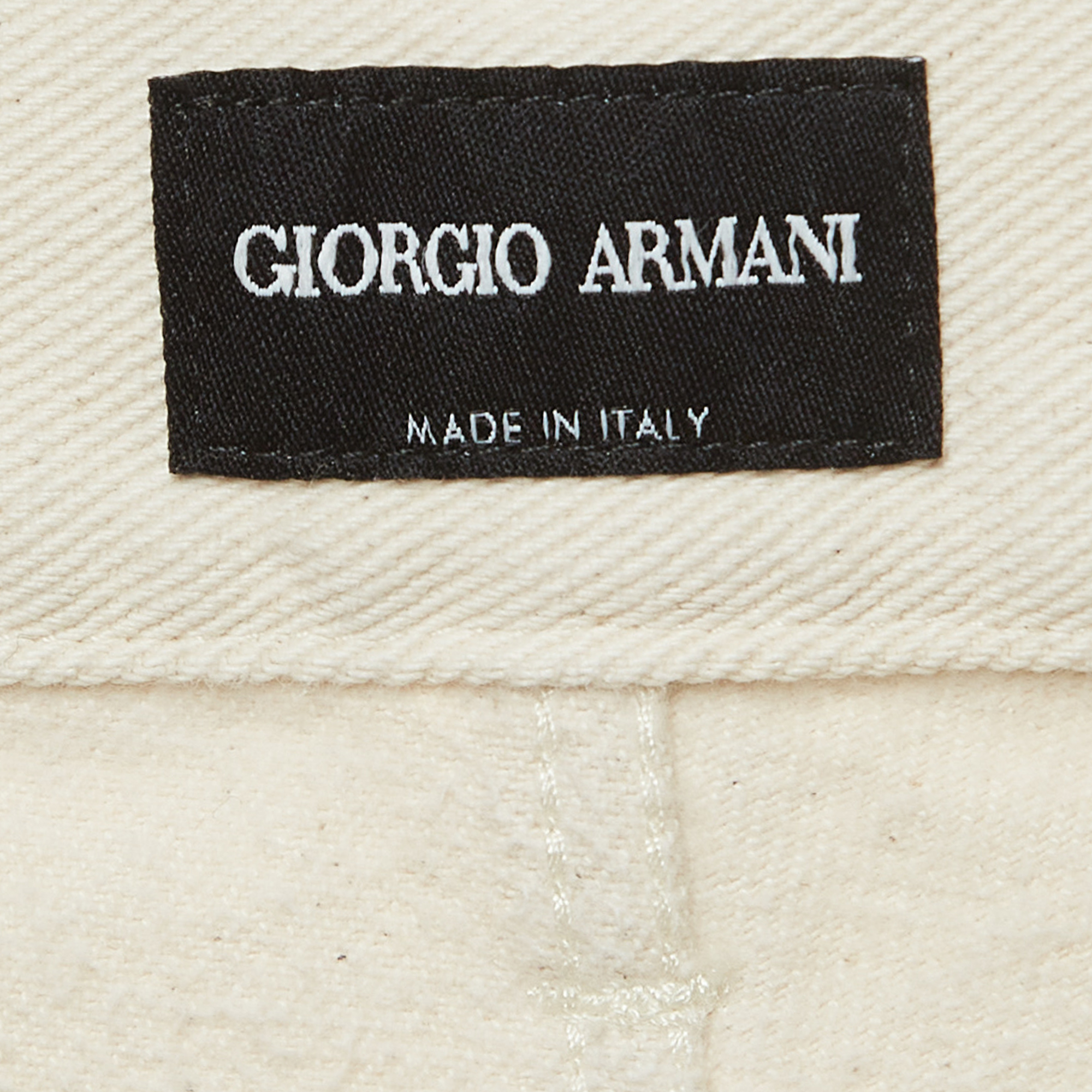 Giorgio Armani Cream Denim Tapered Fit Jeans M