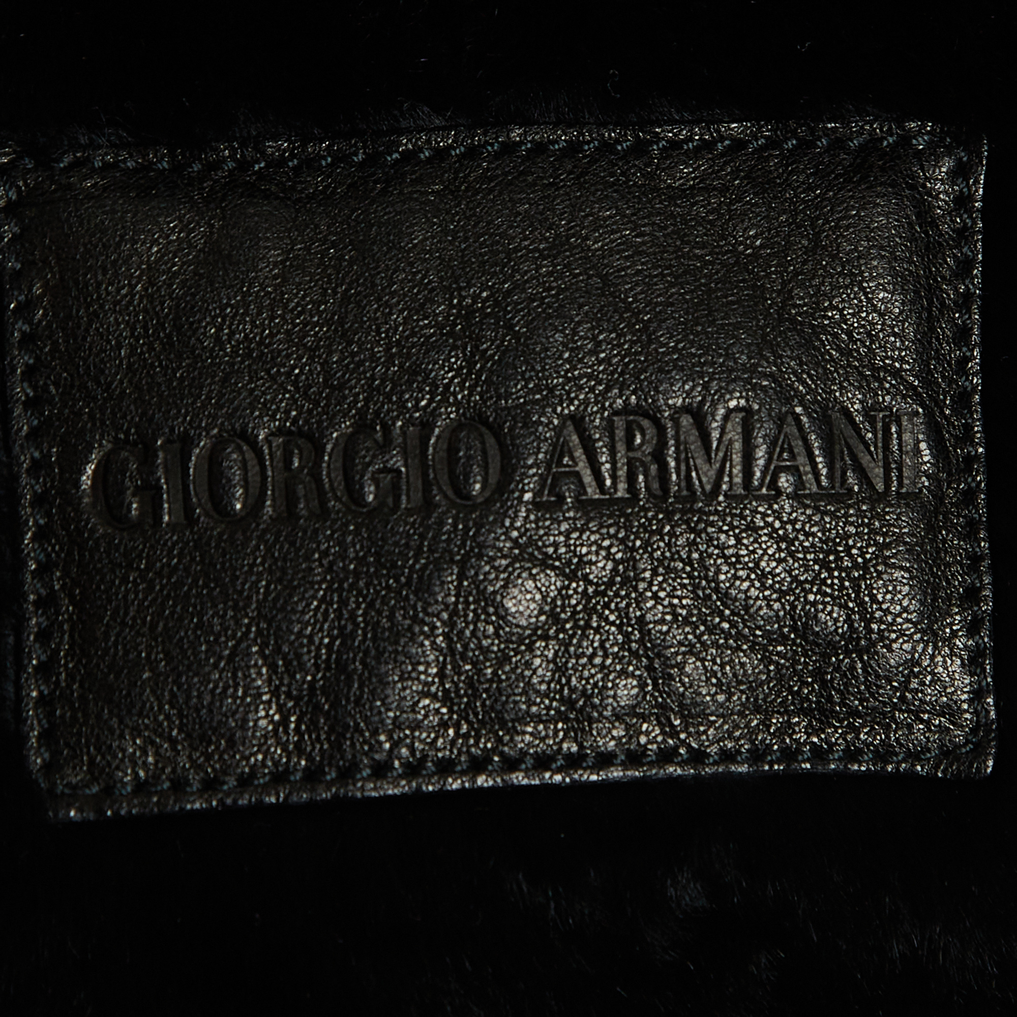 Giorgio Armani Black Leather And Fur Zipper Jacket XL