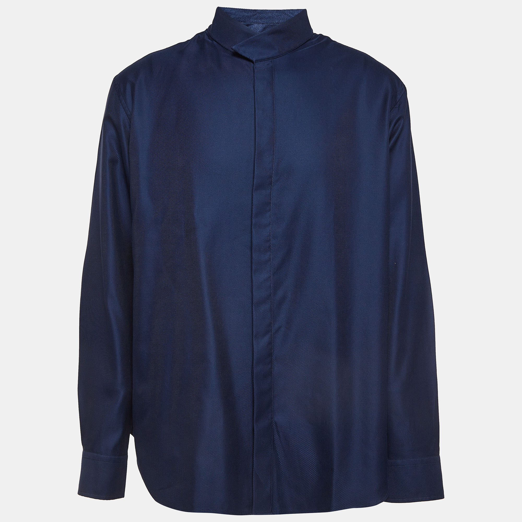 Giorgio armani navy blue cotton twill shirt 4xl