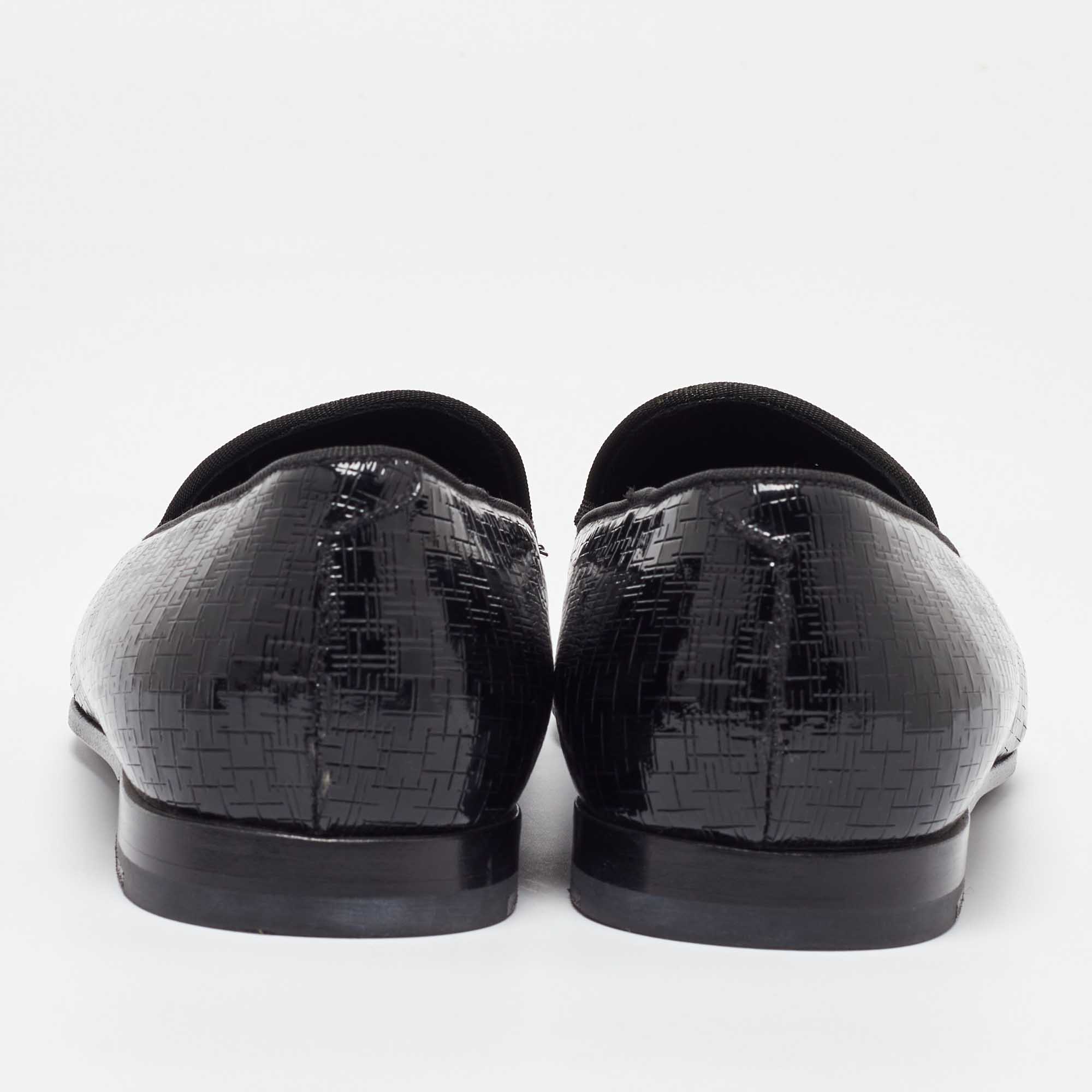 Giorgio Armani  Black Embossed Patent Leather Smoking Slippers Size 40