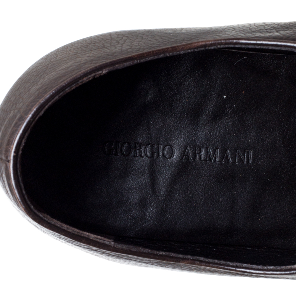 Giorgio Armani Dark Brown Leather Classic Oxfords Size 44