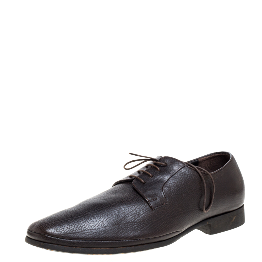 Giorgio armani dark brown leather classic oxfords size 44