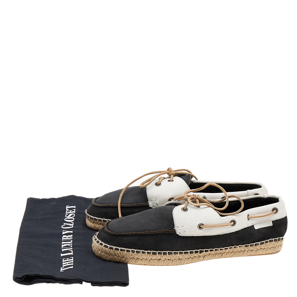Giorgio Armani Black/White Nubuck Leather Espadrille Boat Shoes Size 43