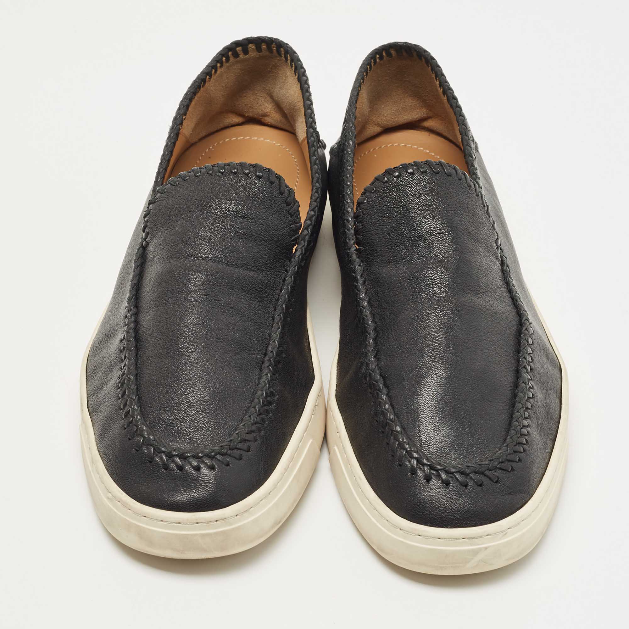 Giorgio Armani Black  Leather Low Top Sneakers Size 44