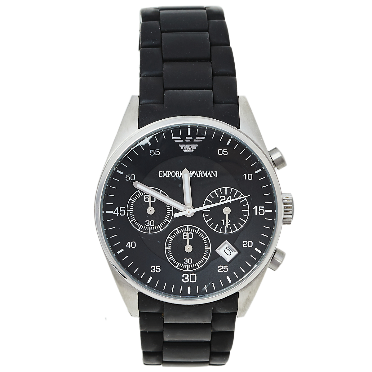 Emporio Armani Black Stainless Steel Rubber AR5868 Men's Wristwatch 38 mm