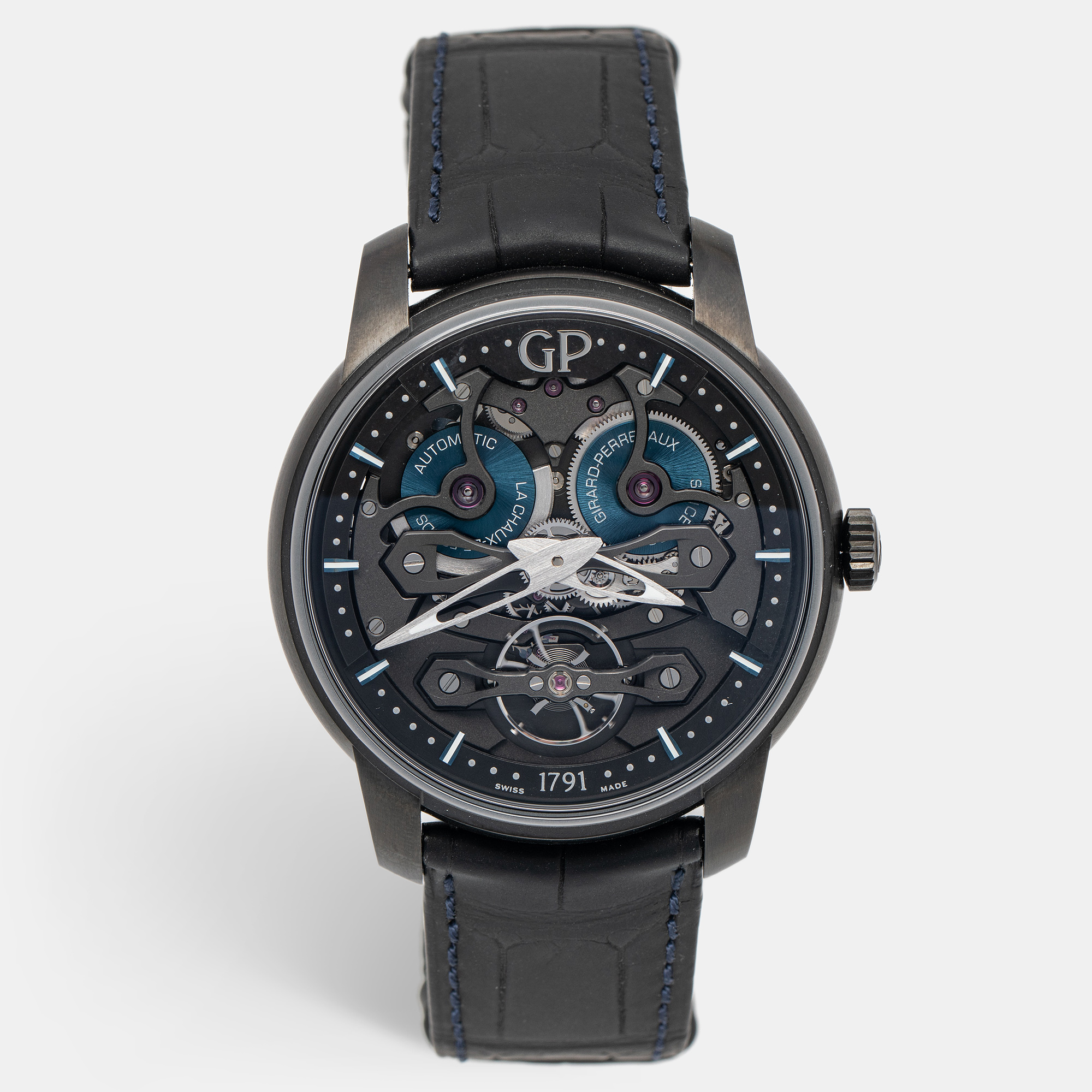 Girard-Perregaux Black Skeleton Titanium Alligator Leather Neo Bridges Earth To Sky Edition 8400-21-632-BH6A Men's Wristwatch 45 Mm