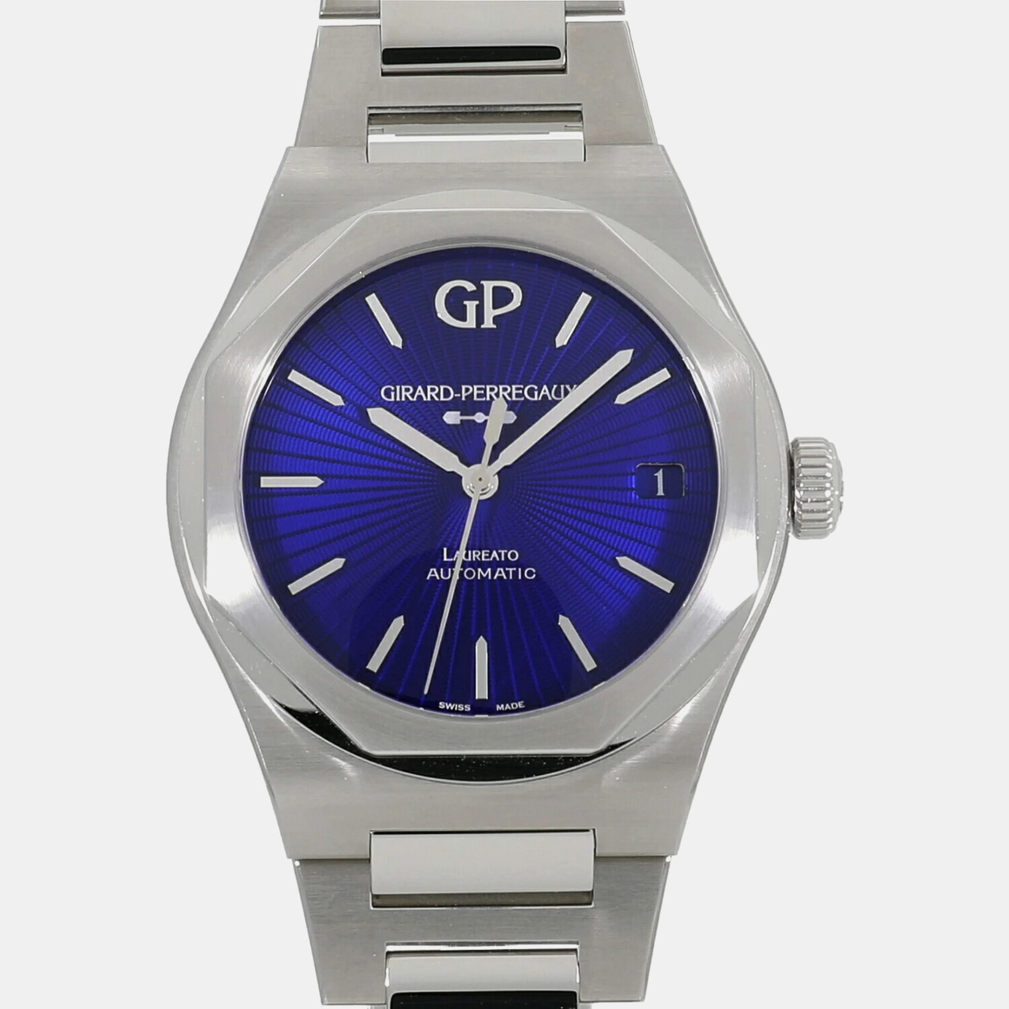 Girard perregaux blue stainless steel eternity 81010-11-432-11a automatic men's wristwatch 42 mm