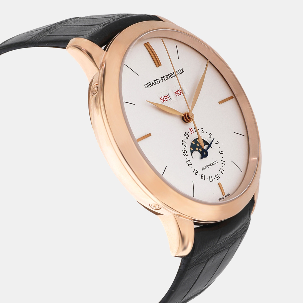 Girard-Perregaux White 18k Rose Gold 1966 49535-52-151-BK6A Automatic Men's Wristwatch 40 Mm