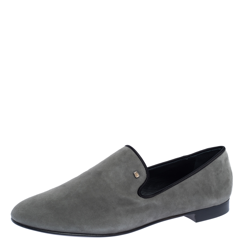Image of Giuseppe Zanotti Grey Suede Kevin Smoking Slippers Size