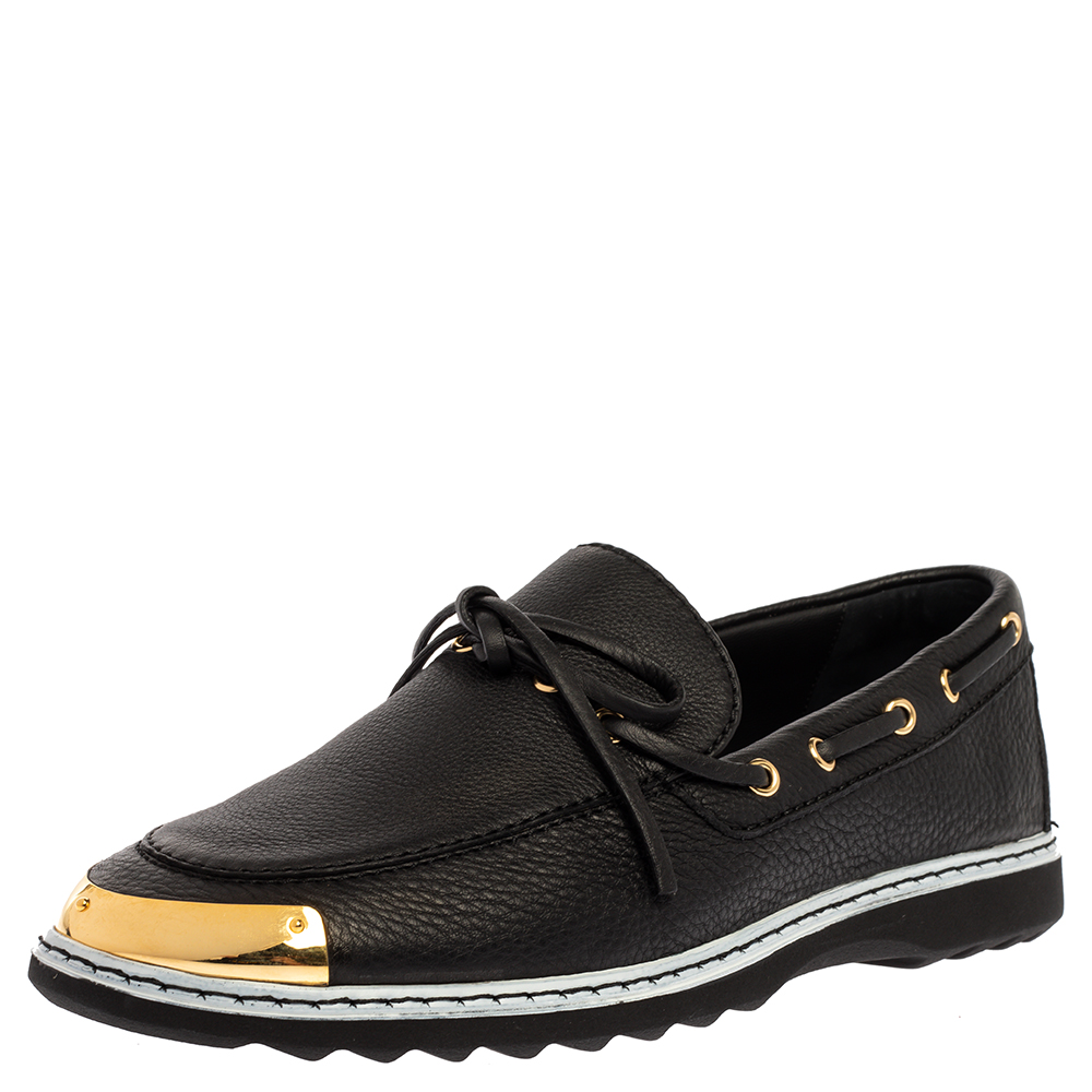 Image of Giuseppe Zanotti Black Leather Bow Slip On Sneakers Size