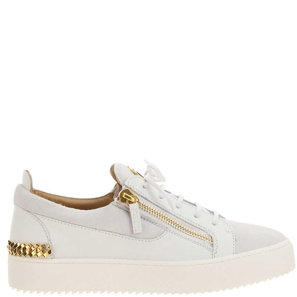 Giuseppe Zanotti White/Gold Frankie Sneakers Size IT 45