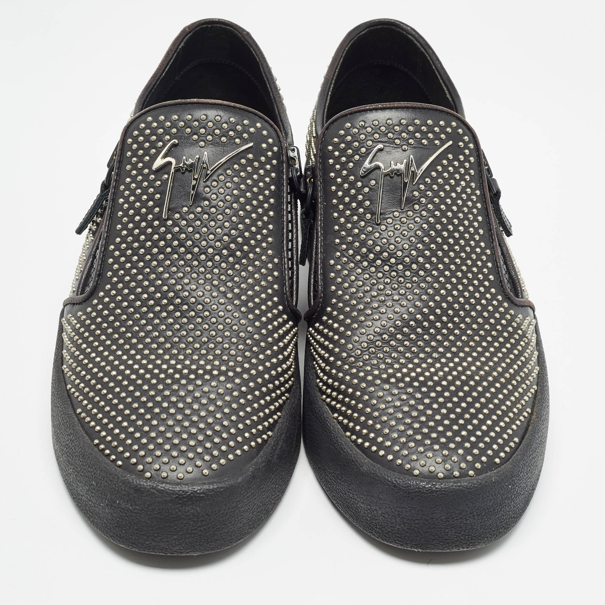 Giuseppe Zanotti Black Studded Leather Eve Slip On Sneakers Size 40