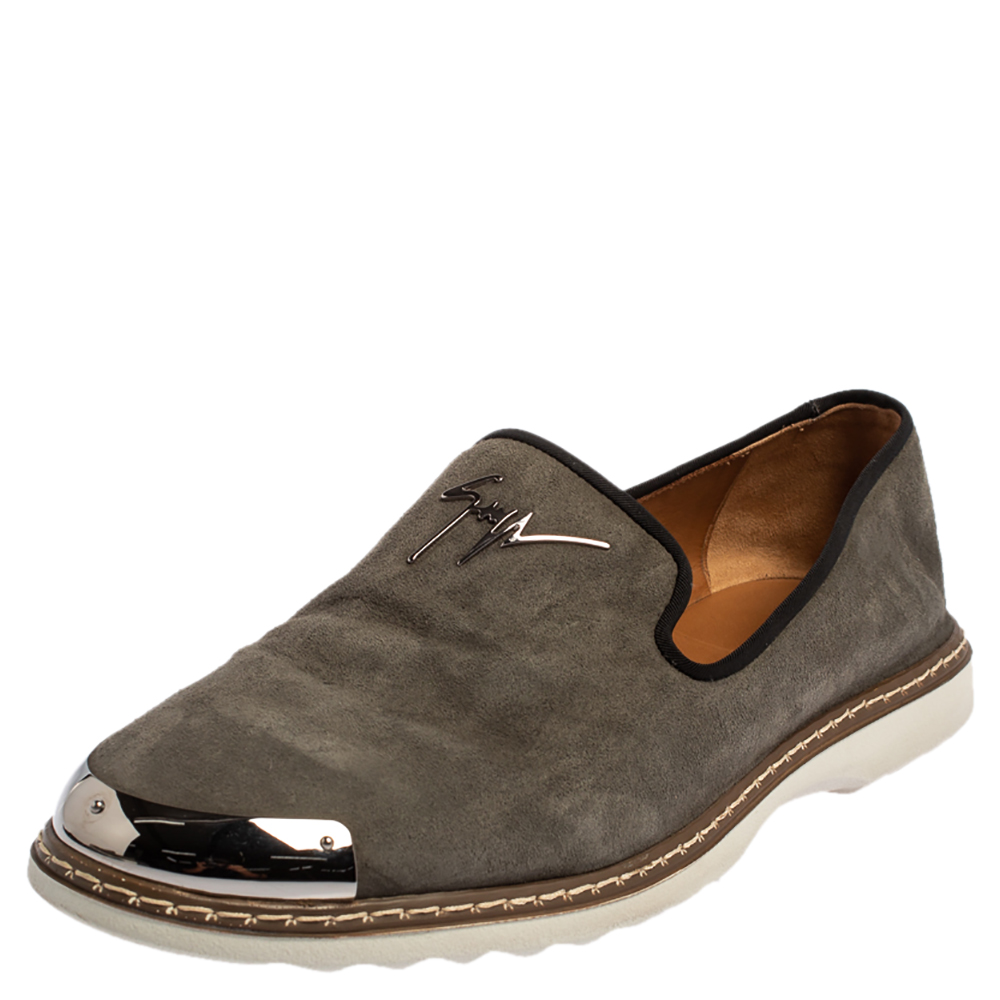 Giuseppe Zanotti Grey Suede Slip On Sneakers Size 43.5