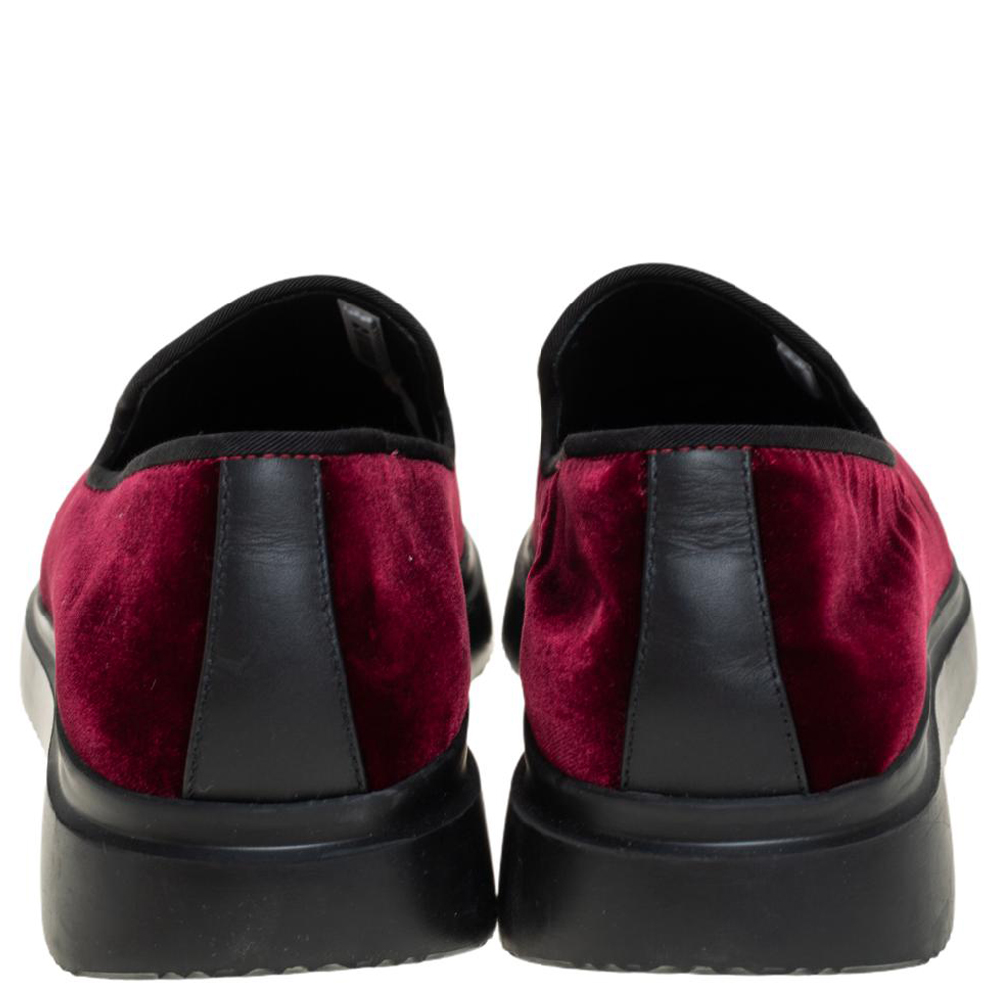 Giuseppe Zanotti Burgundy Velvet Slip On Sneakers Size 42