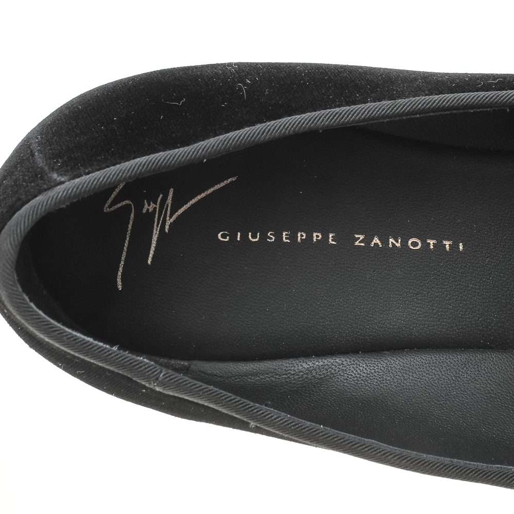 Giuseppe Zanotti Black Velvet Slip On Smoking Slippers Size 42