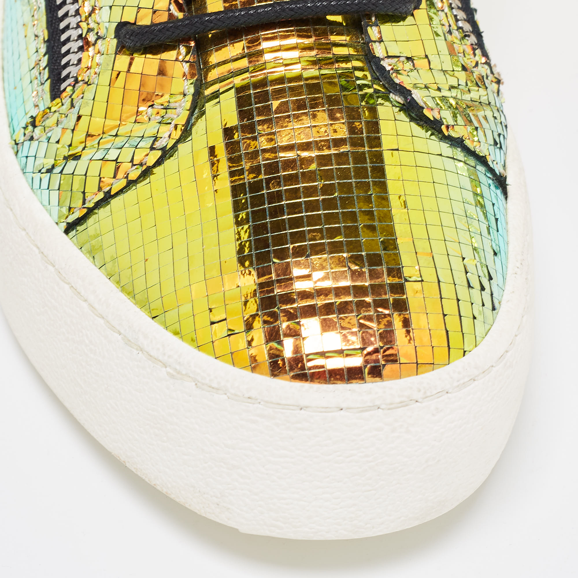 Giuseppe Zanotti Multicolor Foil Leather High Top Sneakers Size 41