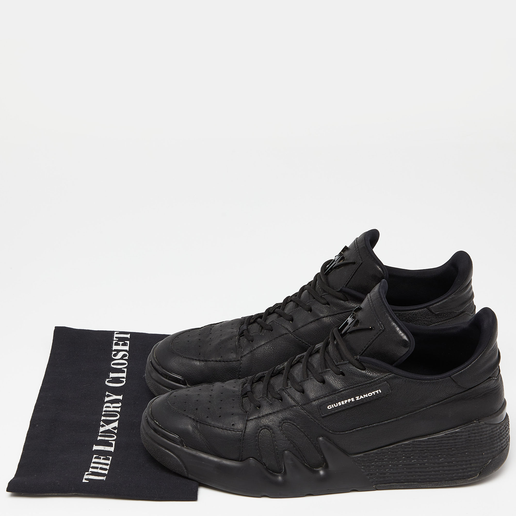 Giuseppe Zanotti Black Leather Talon Low Top Sneakers Size 44