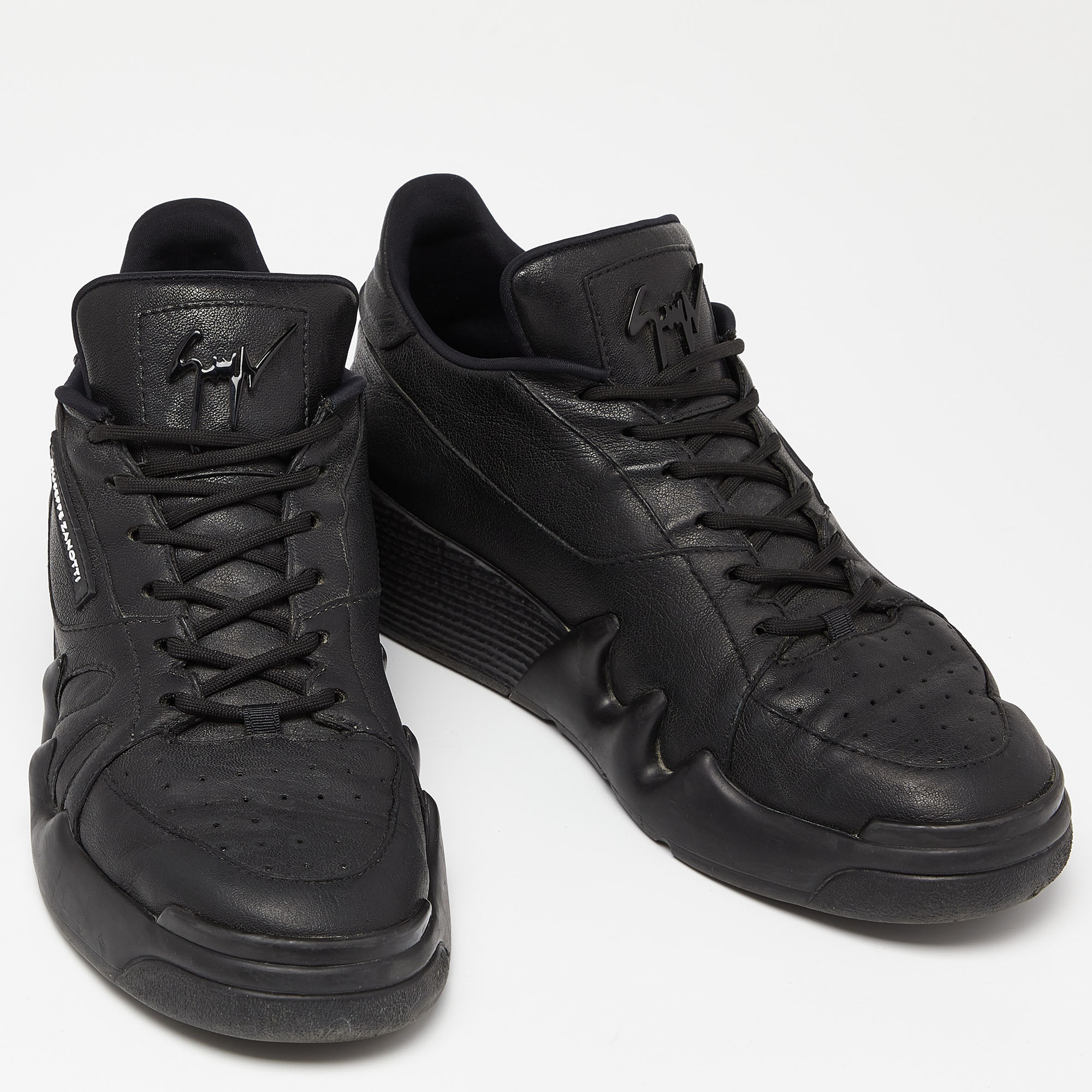 Giuseppe Zanotti Black Leather Talon Low Top Sneakers Size 44