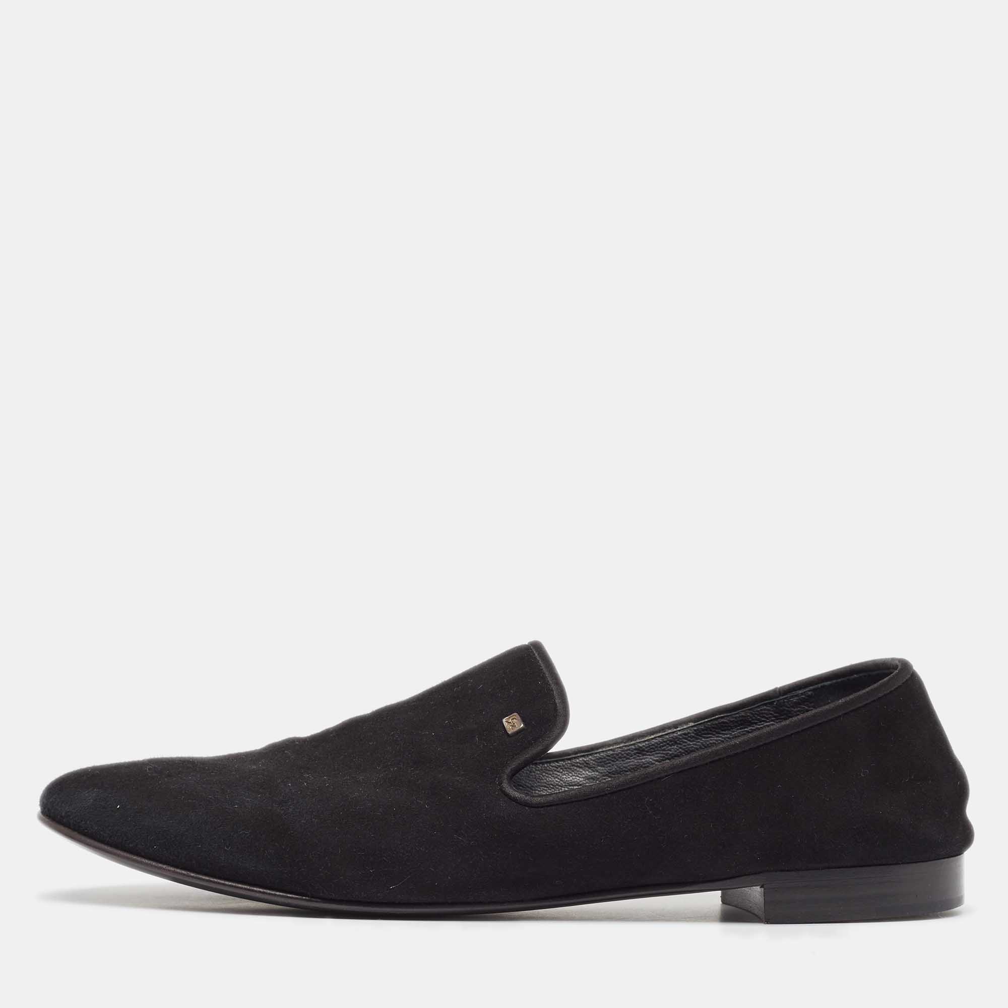 Giuseppe zanotti black suede kevin smoking slippers size 44