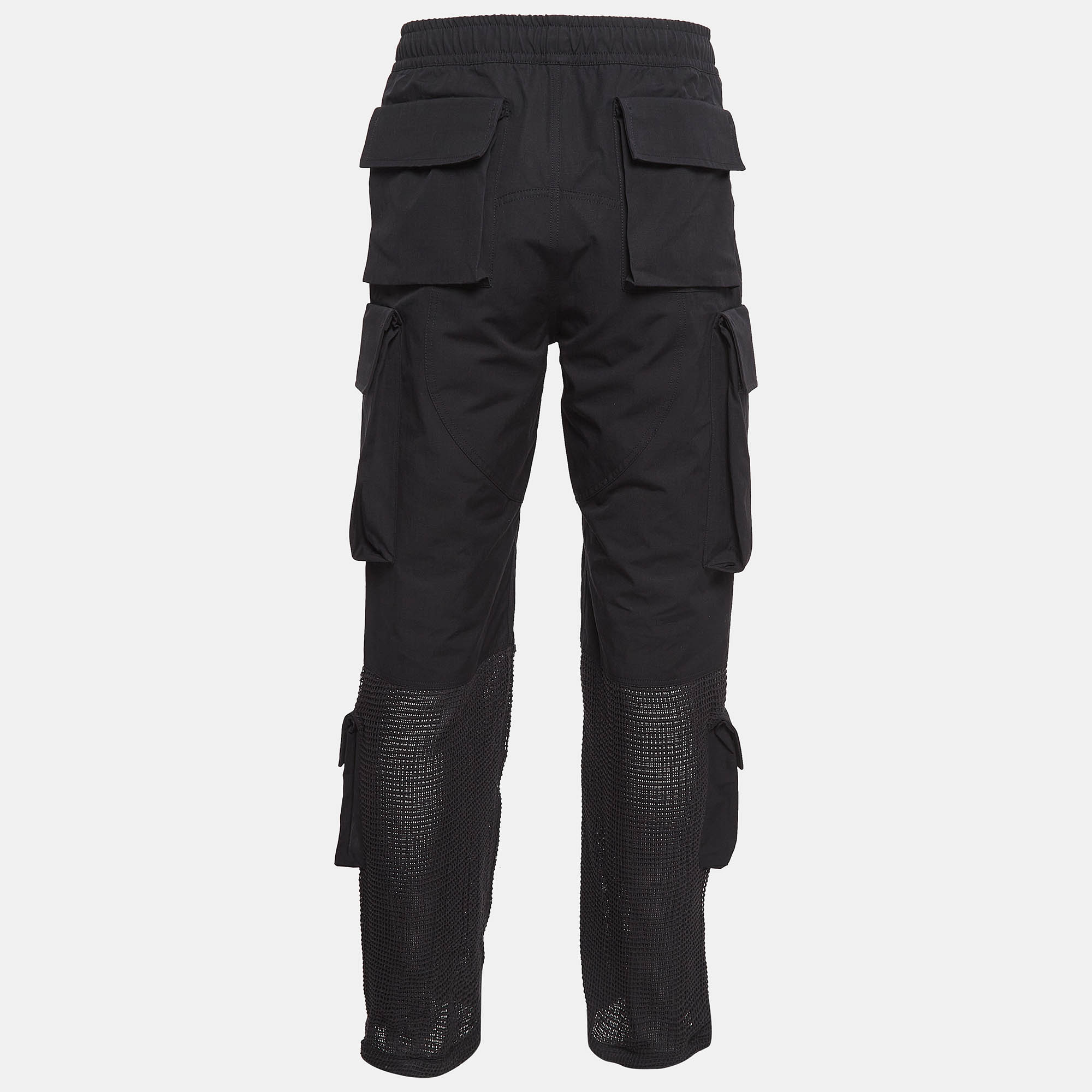 Givenchy Black Cotton And Crochet Trim Cargo Pants M