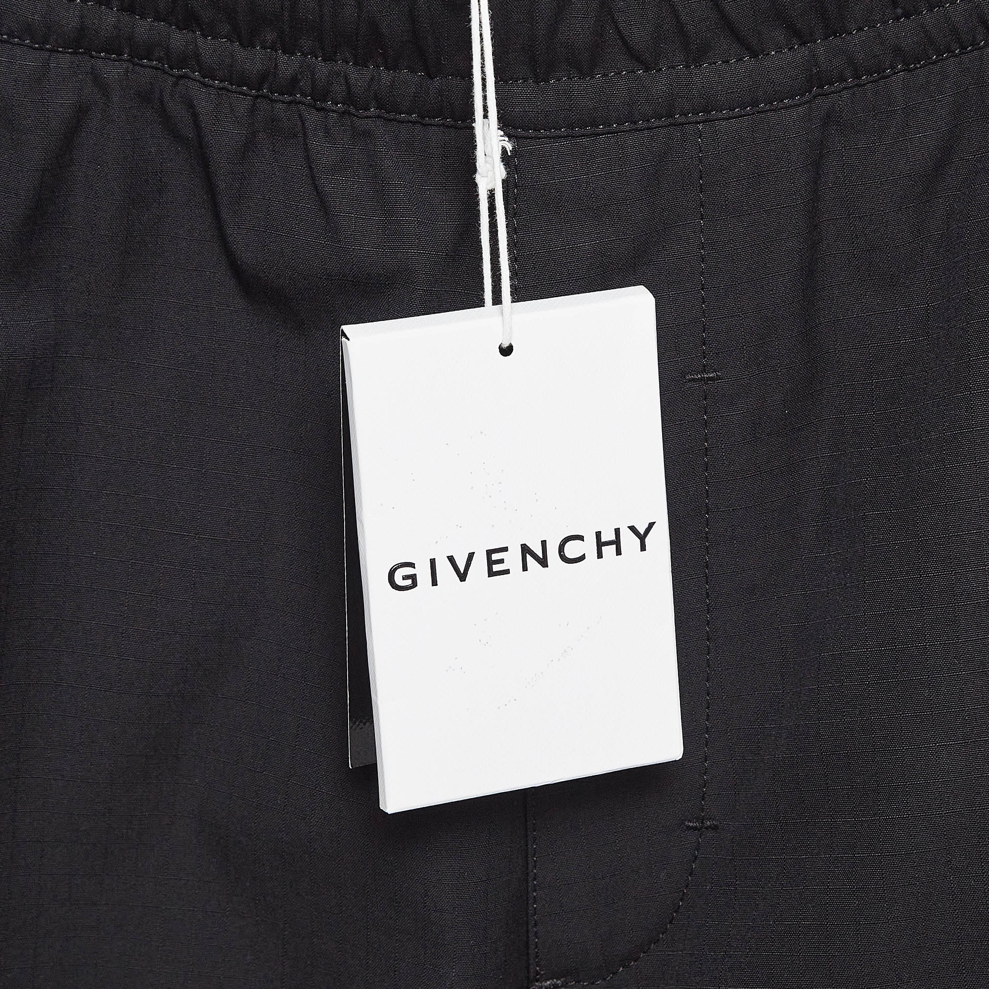 Givenchy Black Cotton And Crochet Trim Cargo Pants M