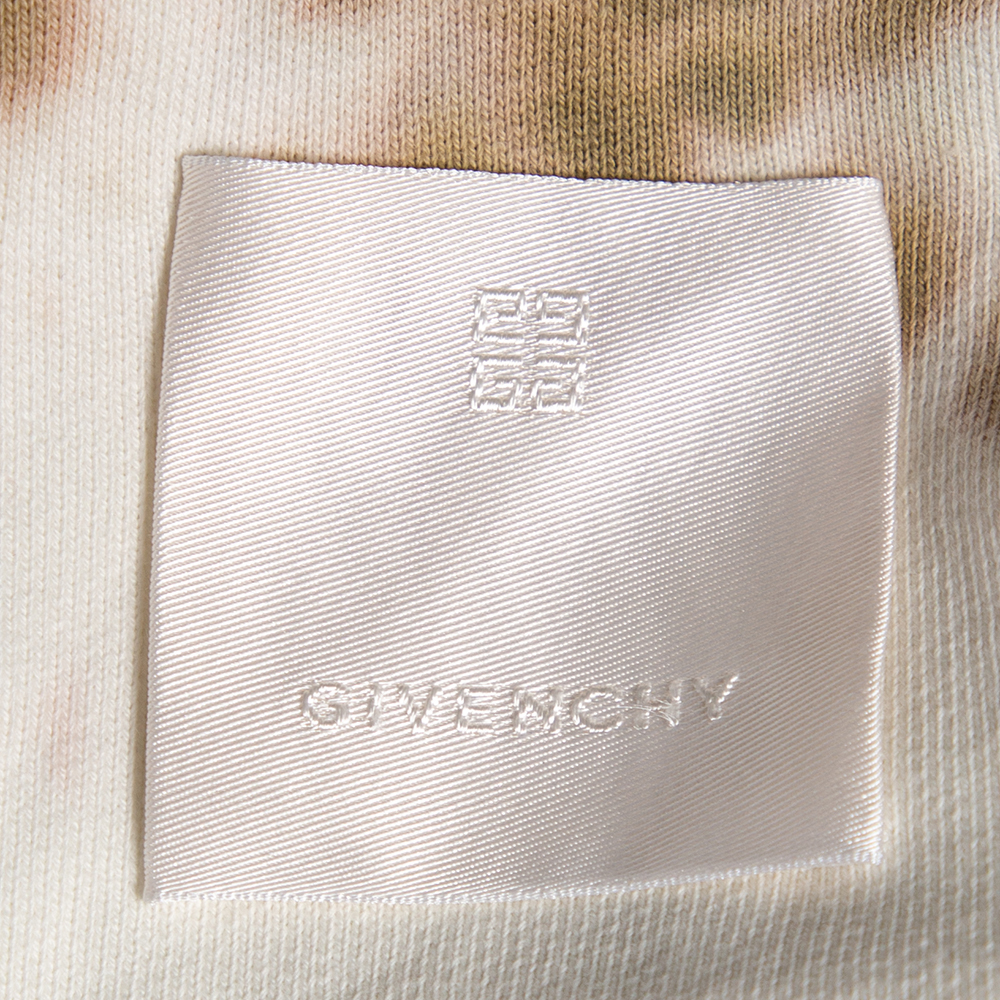 Givenchy White Tie-Dye Heart Printed Cotton Knit Oversized Hoodie S