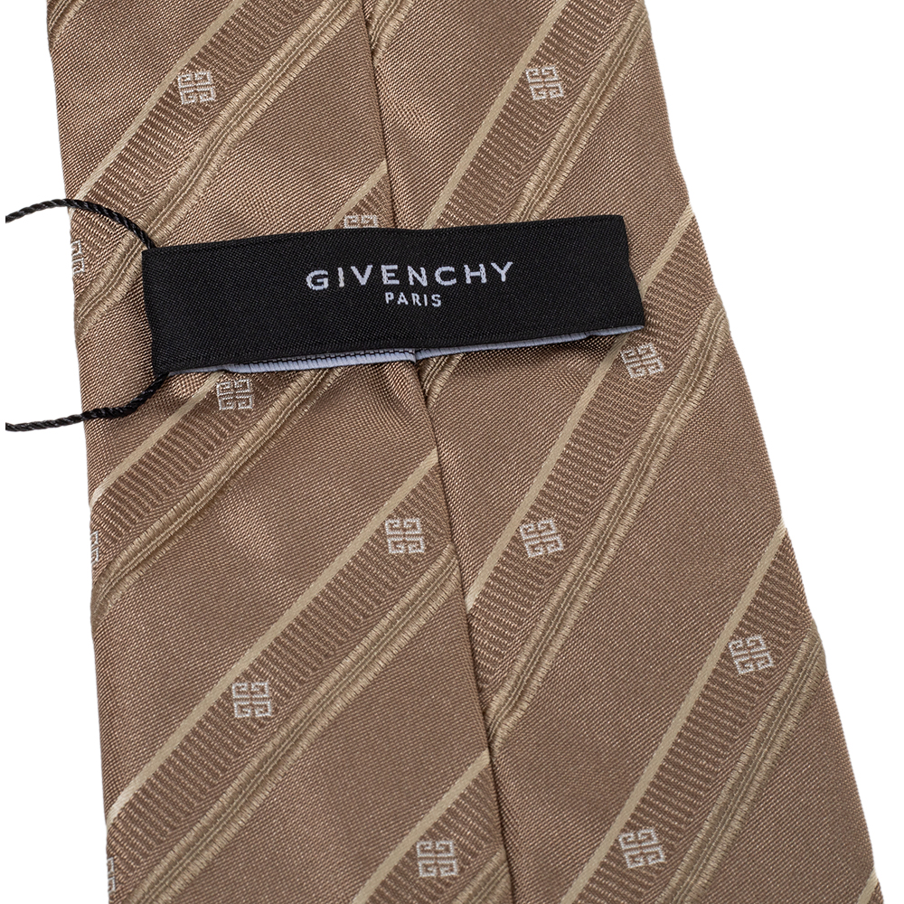 Givenchy Vintage Beige Patterned Silk Jacqaurd Tie