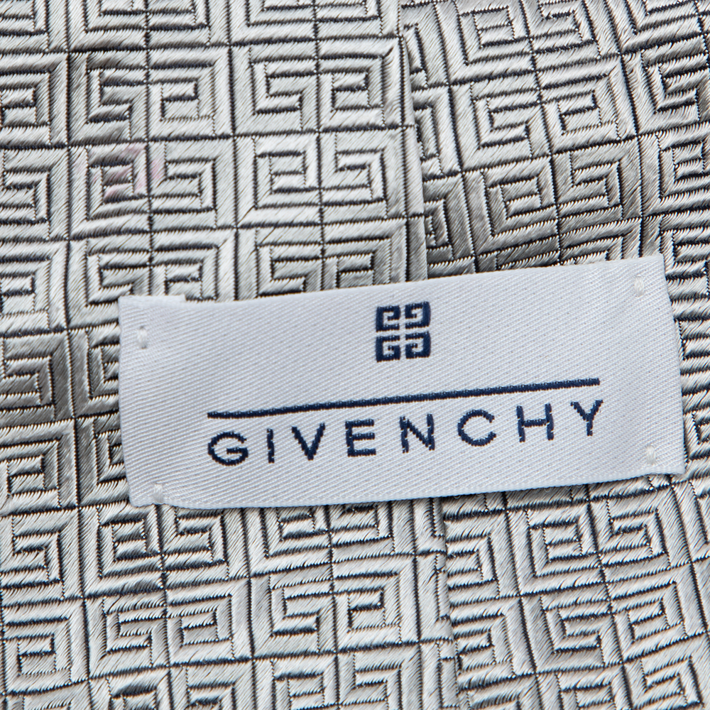 Givenchy Silver GG Patterned Jacquard Silk Tie