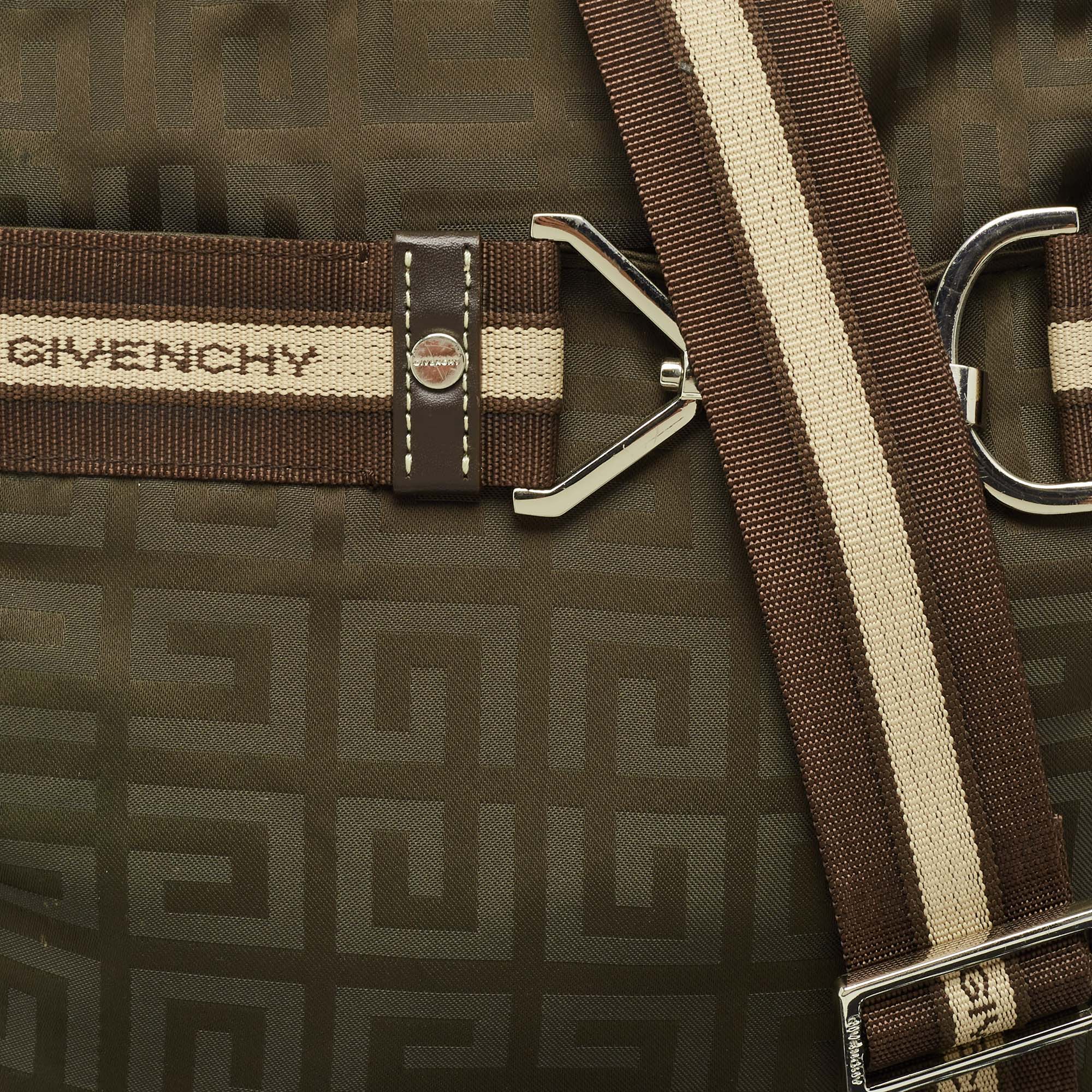 Givenchy Brown/Olive Green Signature Nylon Zip Around Messenger Bag