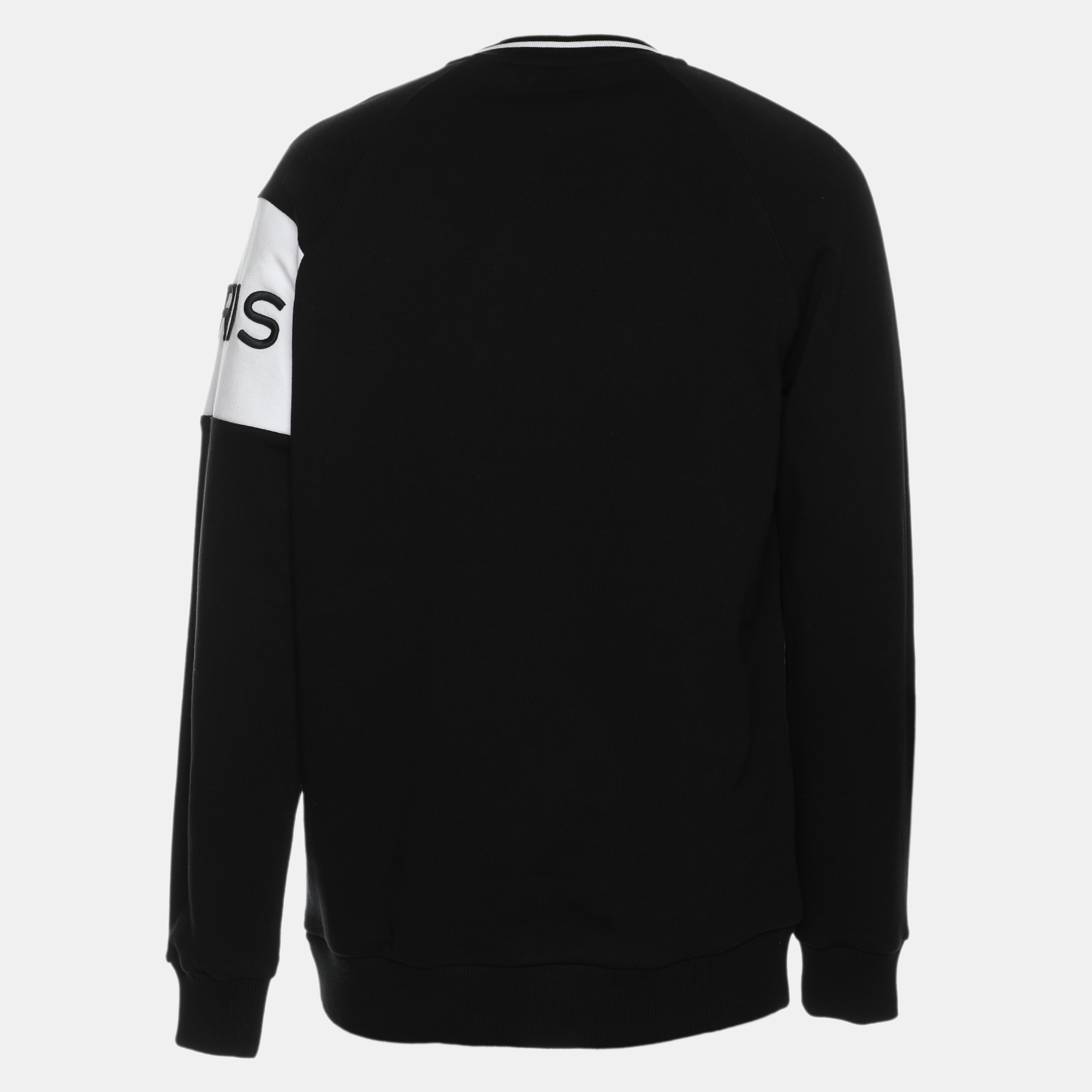 Givenchy Black/White Cotton Knit Logo Embroidered Crew Neck Sweatshirt XS