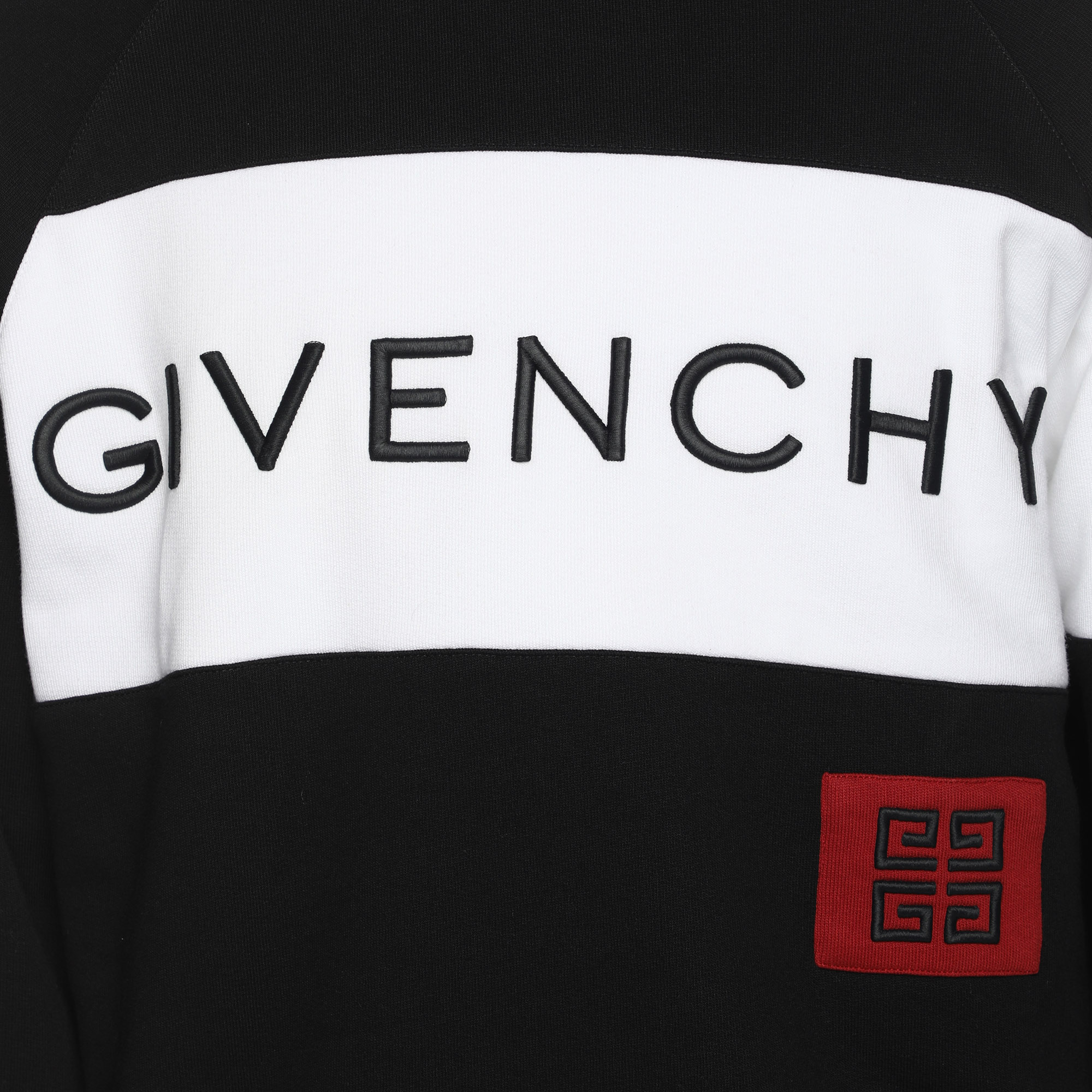 Givenchy Black/White Cotton Knit Logo Embroidered Crew Neck Sweatshirt XS