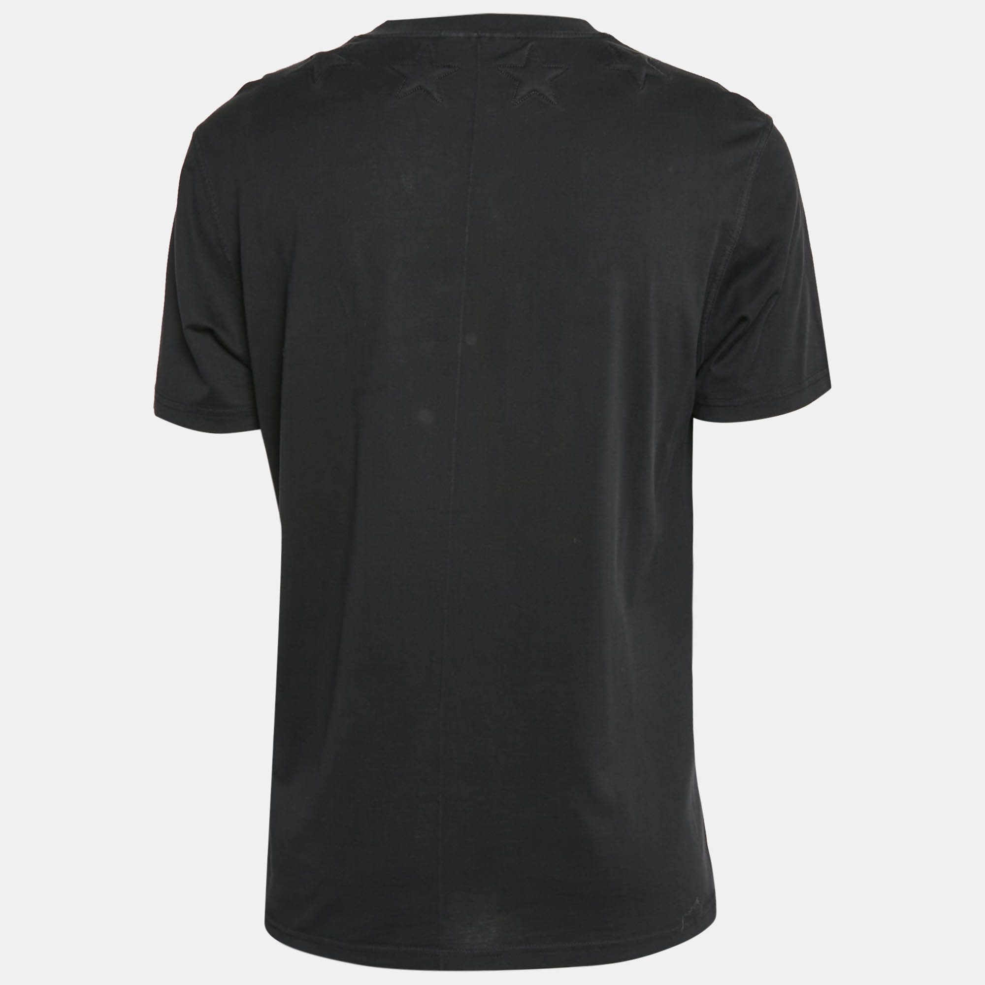 Givenchy Black Cotton Star Quilt Detail T-Shirt L