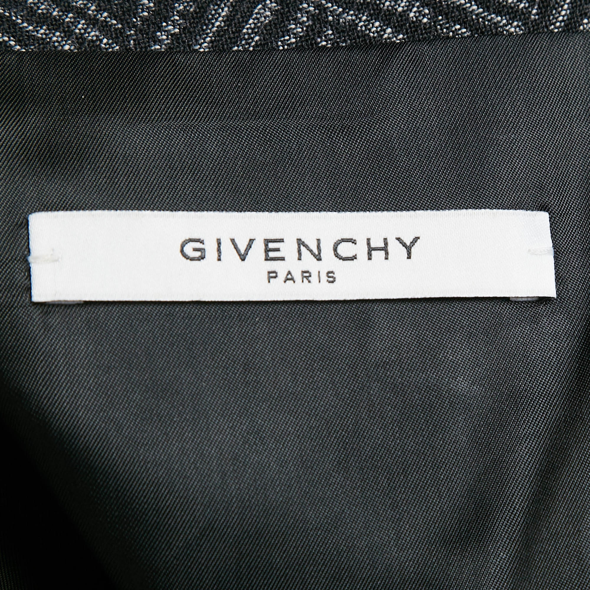 Givenchy Black Herringbone Wool Single Breasted Blazer S