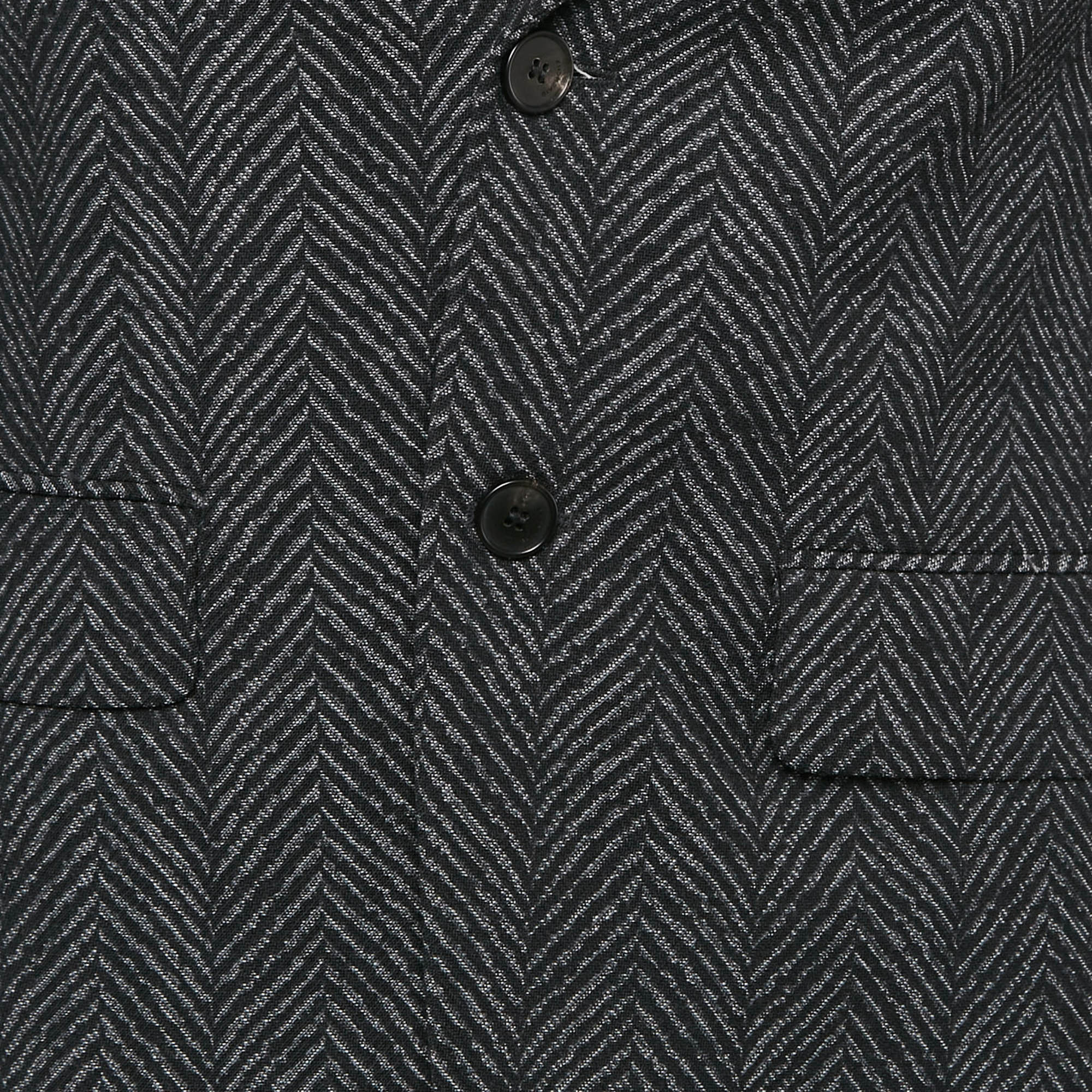 Givenchy Black Herringbone Wool Single Breasted Blazer S