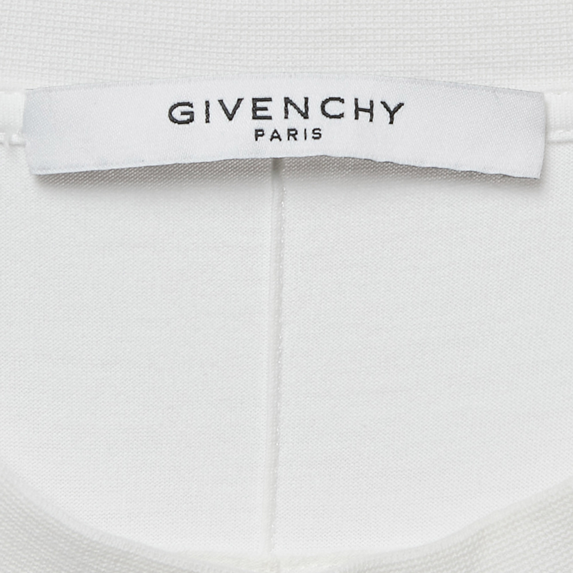 Givenchy White Logo Print Cotton Distressed T-Shirt S