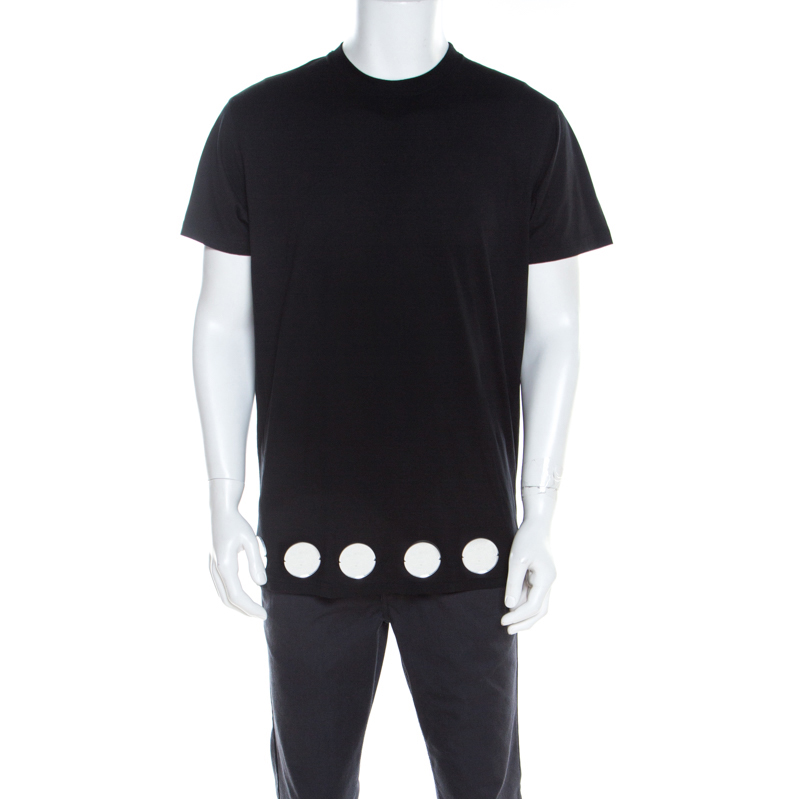 Image of Givenchy Black Cotton Jersey Knit Circular Mirror Embellished Columbian Fit T-Shirt XXS