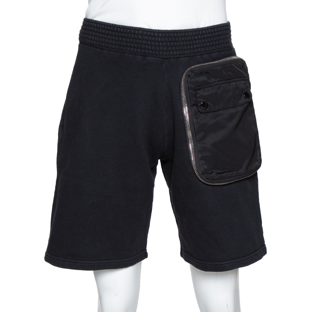 Image of Givenchy Black Cotton Rib Knit Bomber Zip Shorts XS
