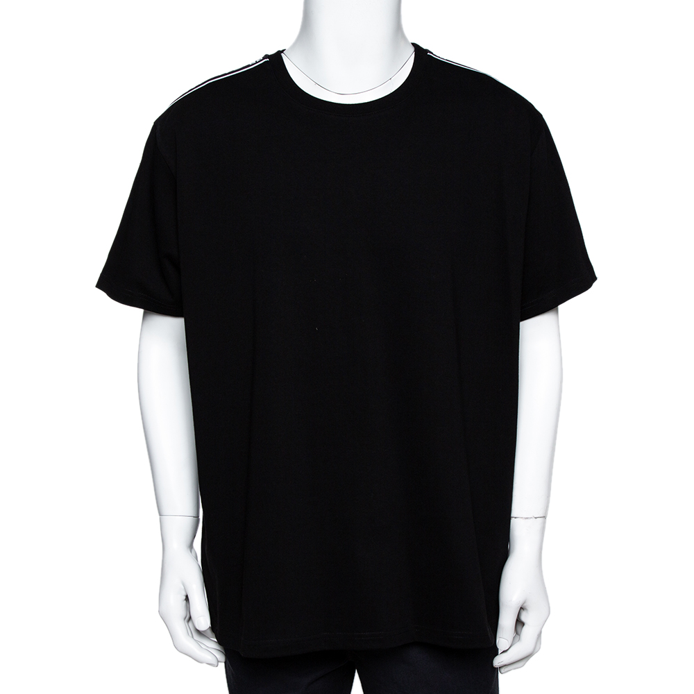 Image of Givenchy Black Cotton Knit G Webbing Detail T-Shirt XXL