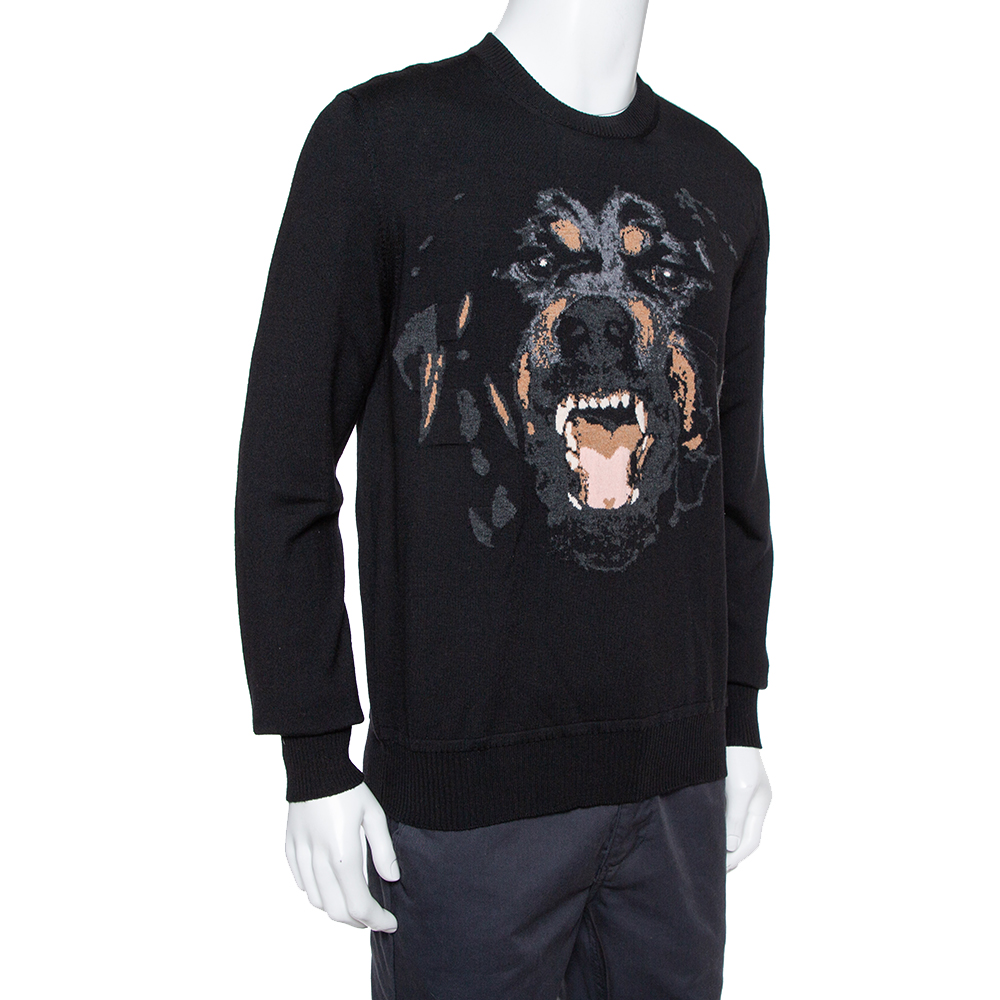 

Givenchy Black Wool Rottweiler Intarsia Knit Sweater
