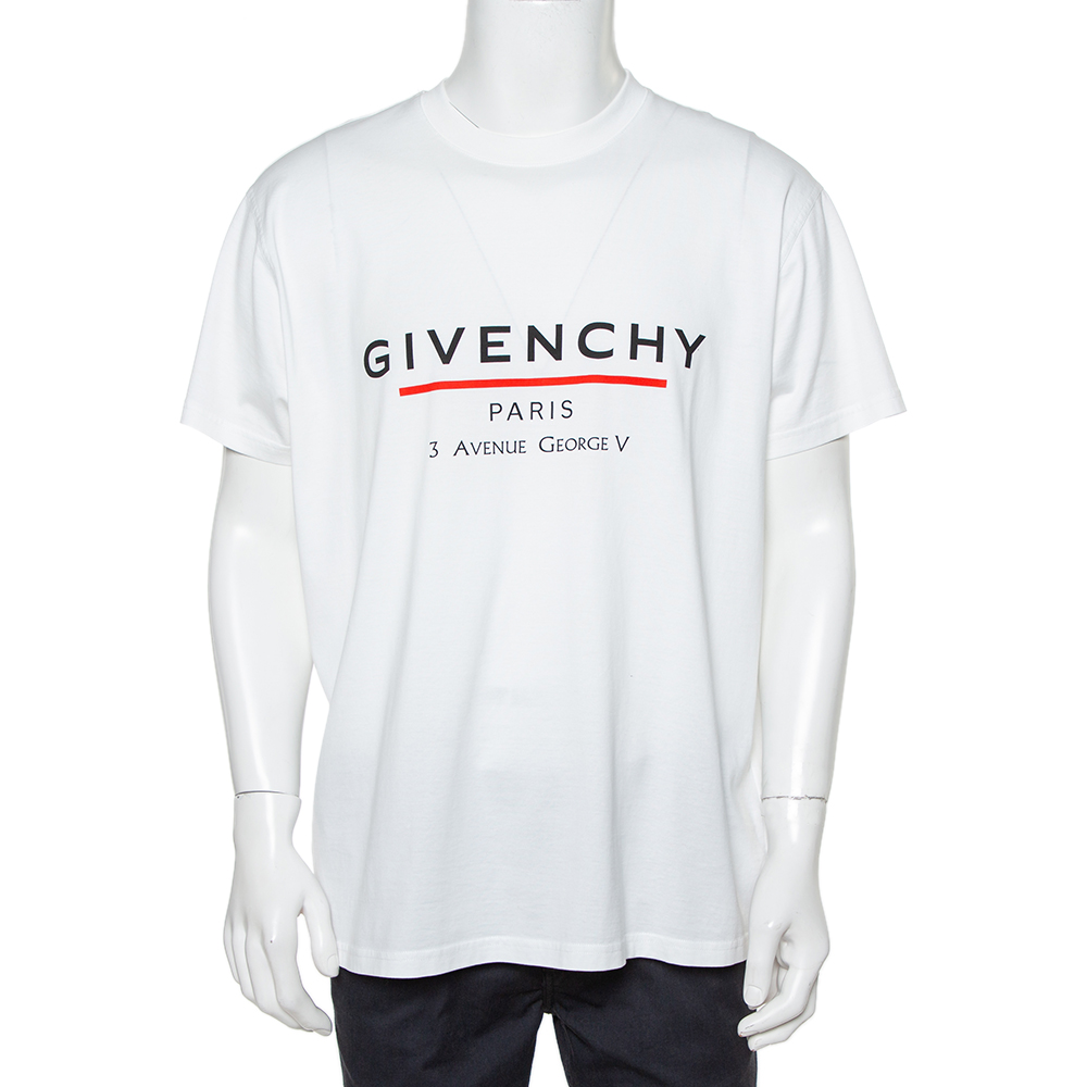 Givenchy White Cotton Logo Print Crewneck T-Shirt XS