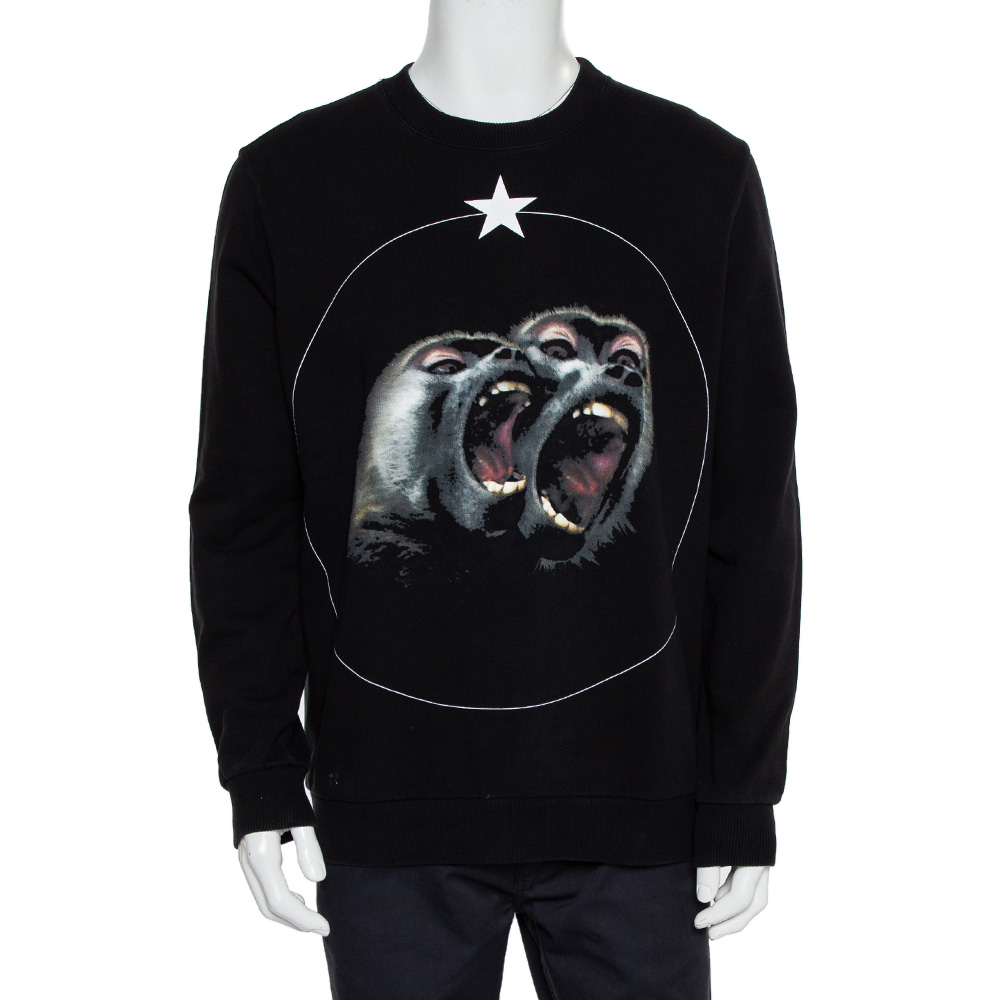 Givenchy Black Cotton Monkey Brothers Graphic Sweatshirt M