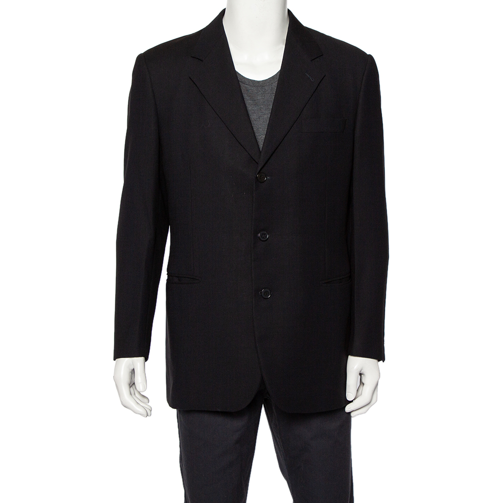 Givenchy Vintage Midnight Blue Wool Button Front Blazer L