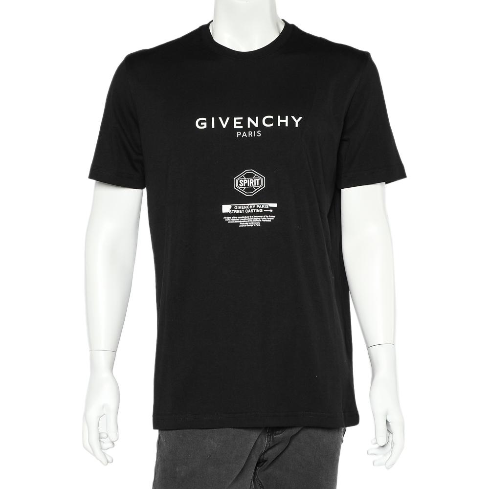Givenchy Black Logo Printed Cotton Crewneck T-Shirt XL